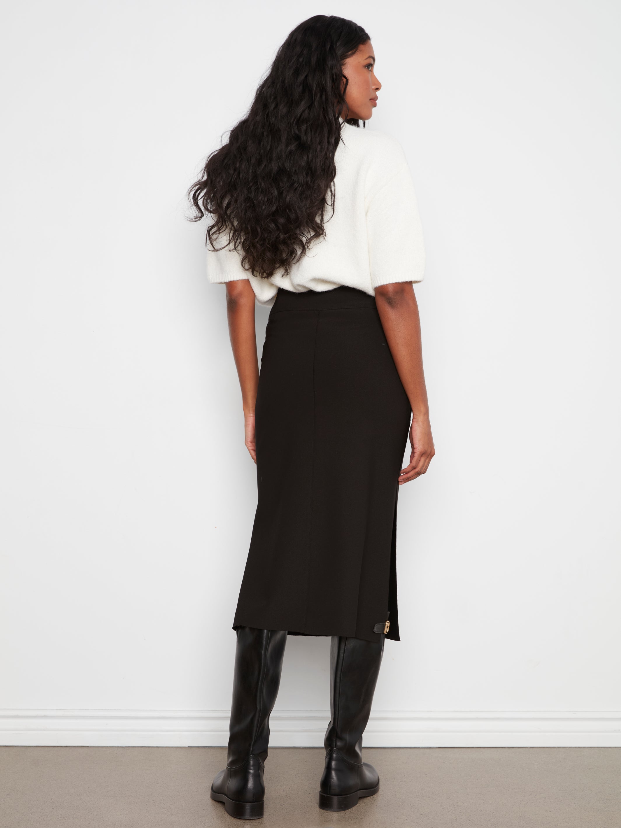 Charlie B Crepe Skirt with Patch Pockets - Black