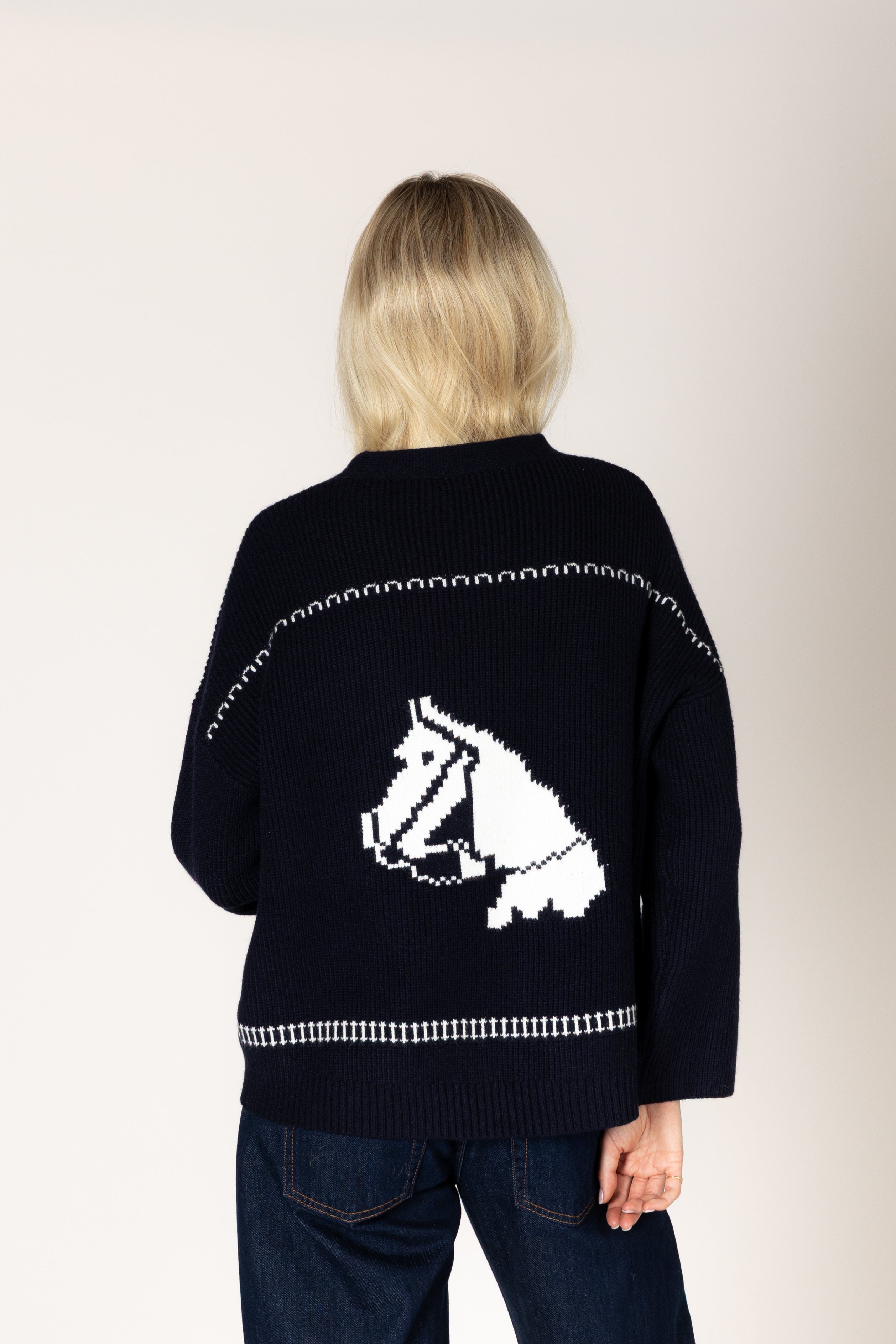 Lyla & Luxe Howdy Cardi - Navy/White