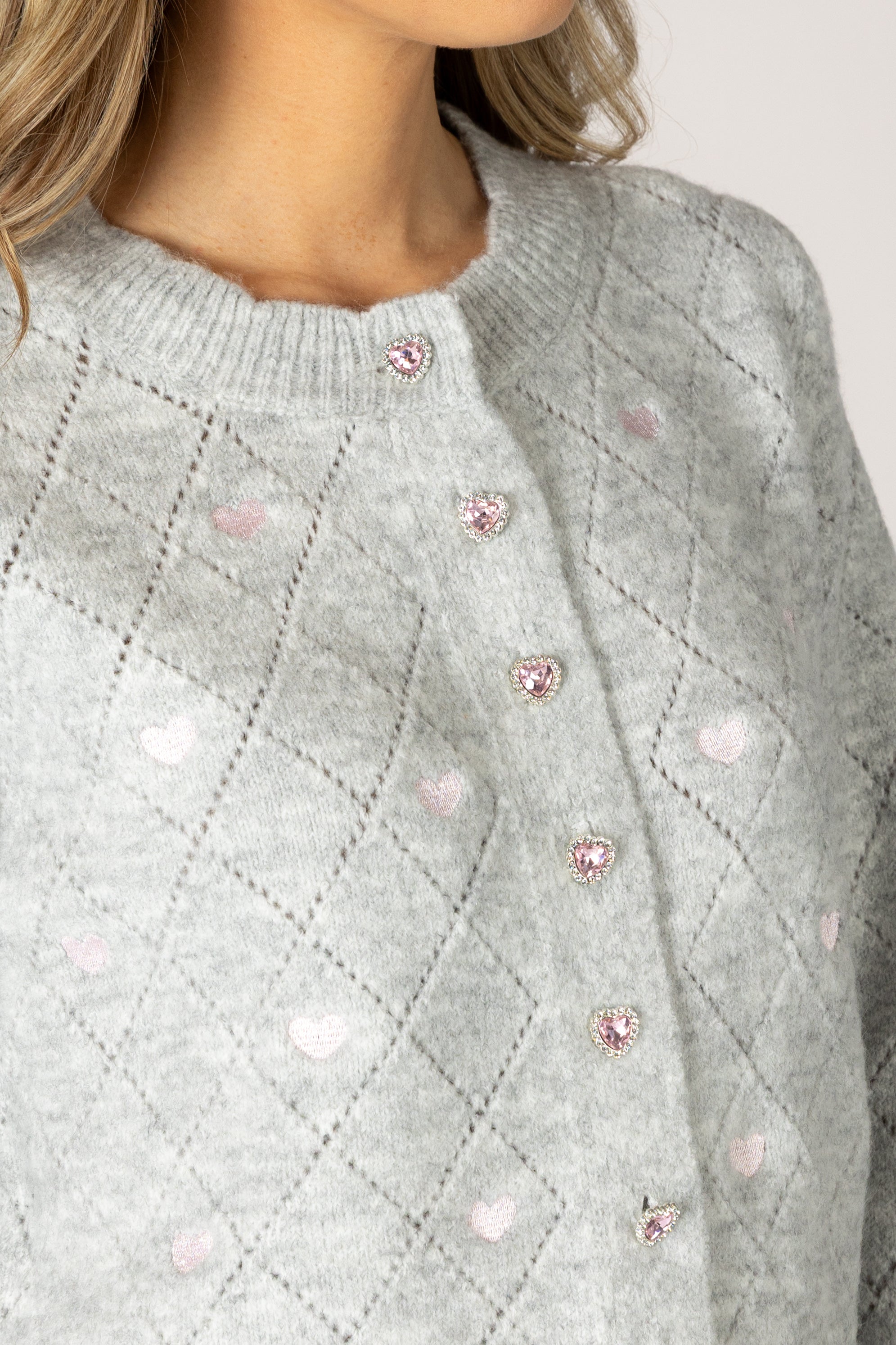Lyla & Luxe Lacey Heart Cardi - Dove
