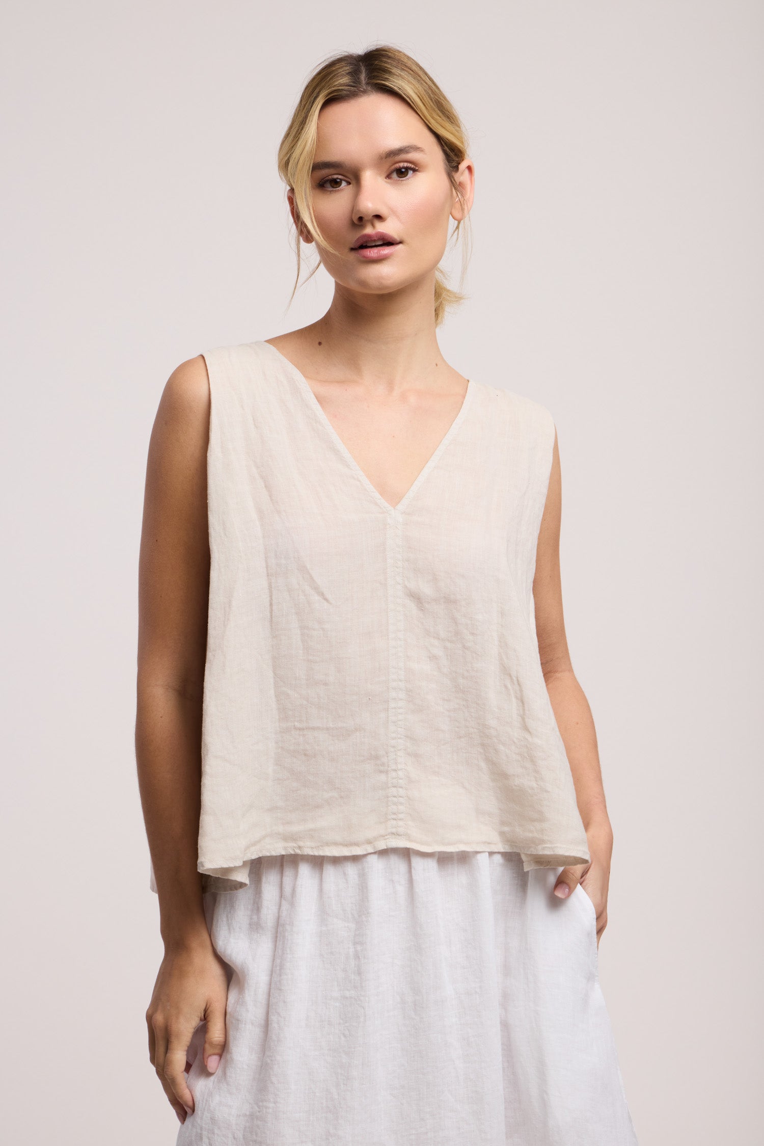 Velvet Renna Linen Top - Cobble