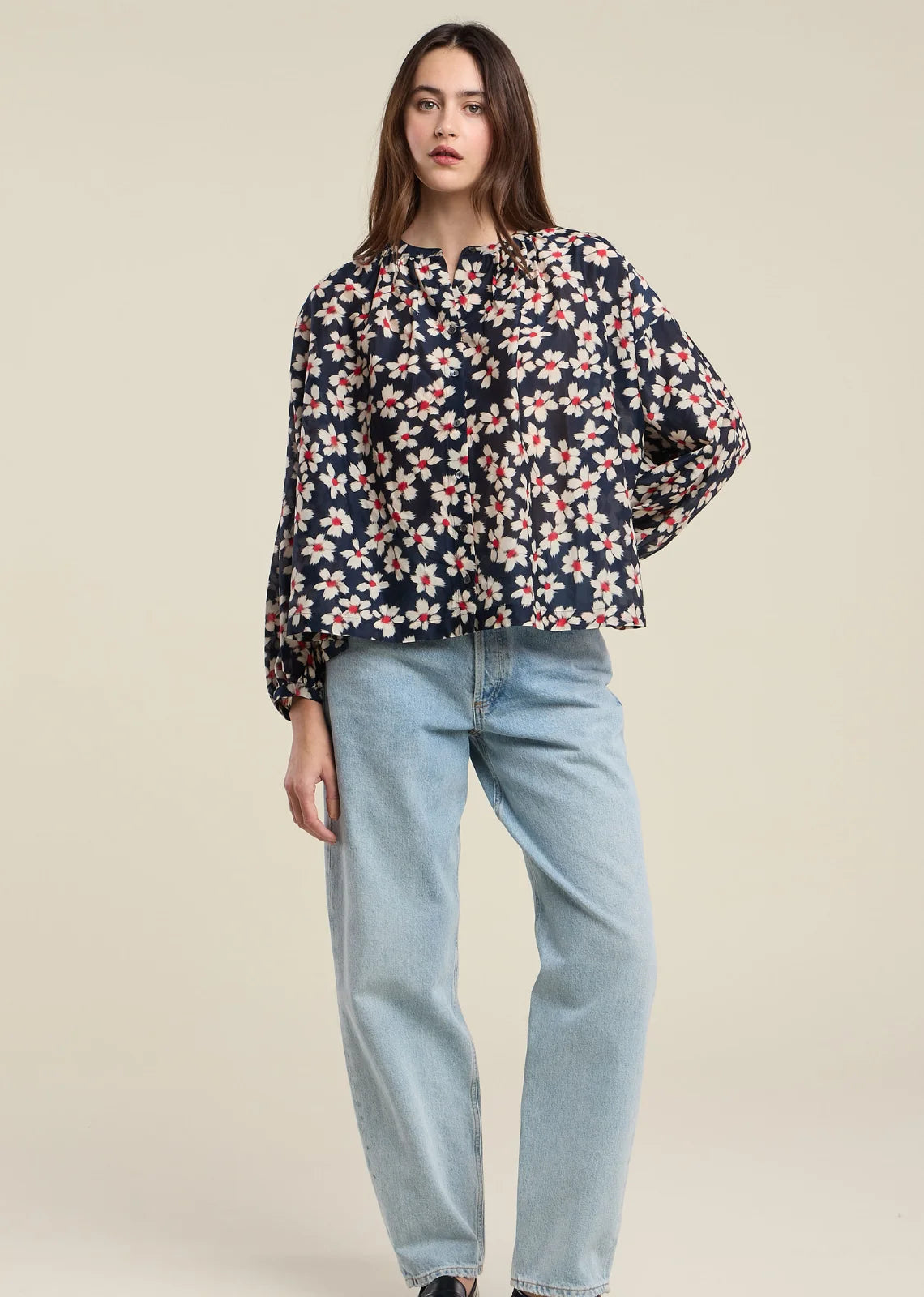 Velvet Flora Cotton Print Top - Autumn Bloom