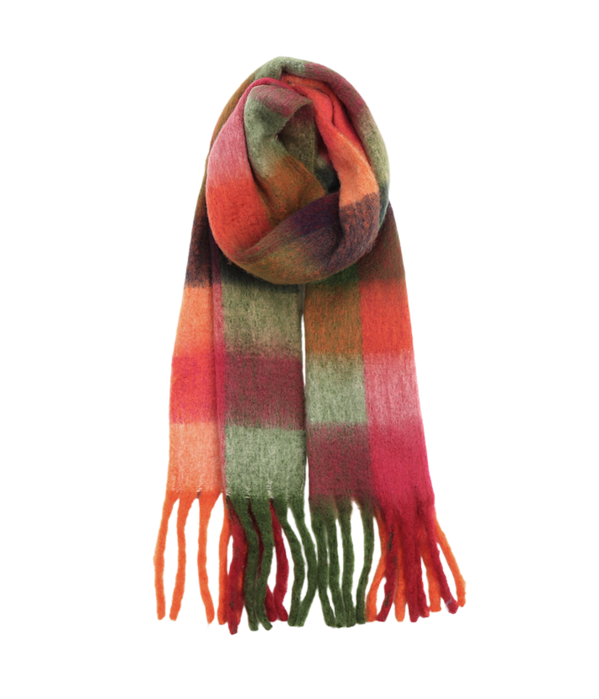 Adorro Chunky Plaid Scarf - Multi Plaid