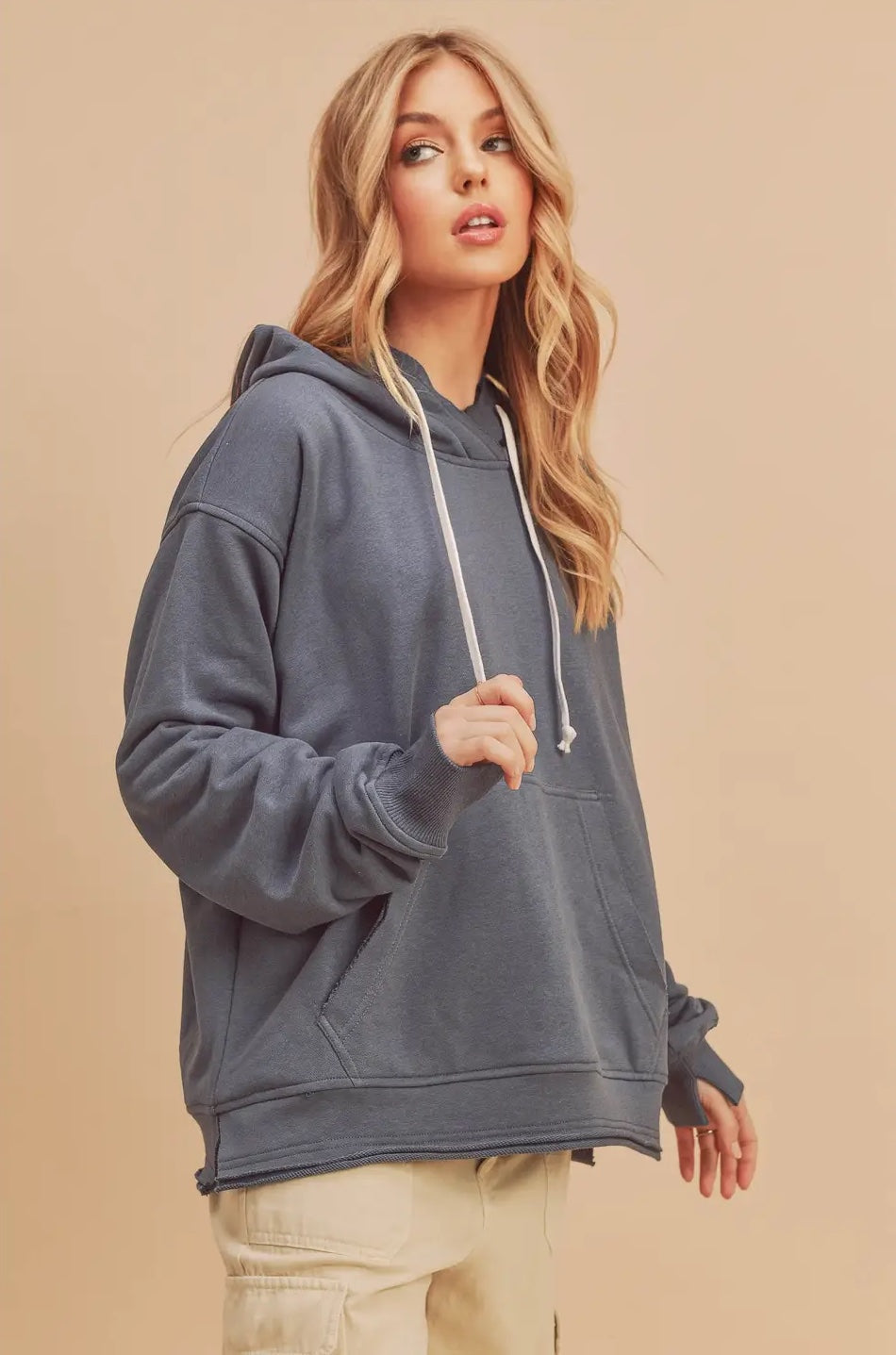 AEMI Clara Hooded Sweatshirt - Slate Blue Clothing - Tops - Sweaters - Sweatshirts by Aemi | Grace the Boutique