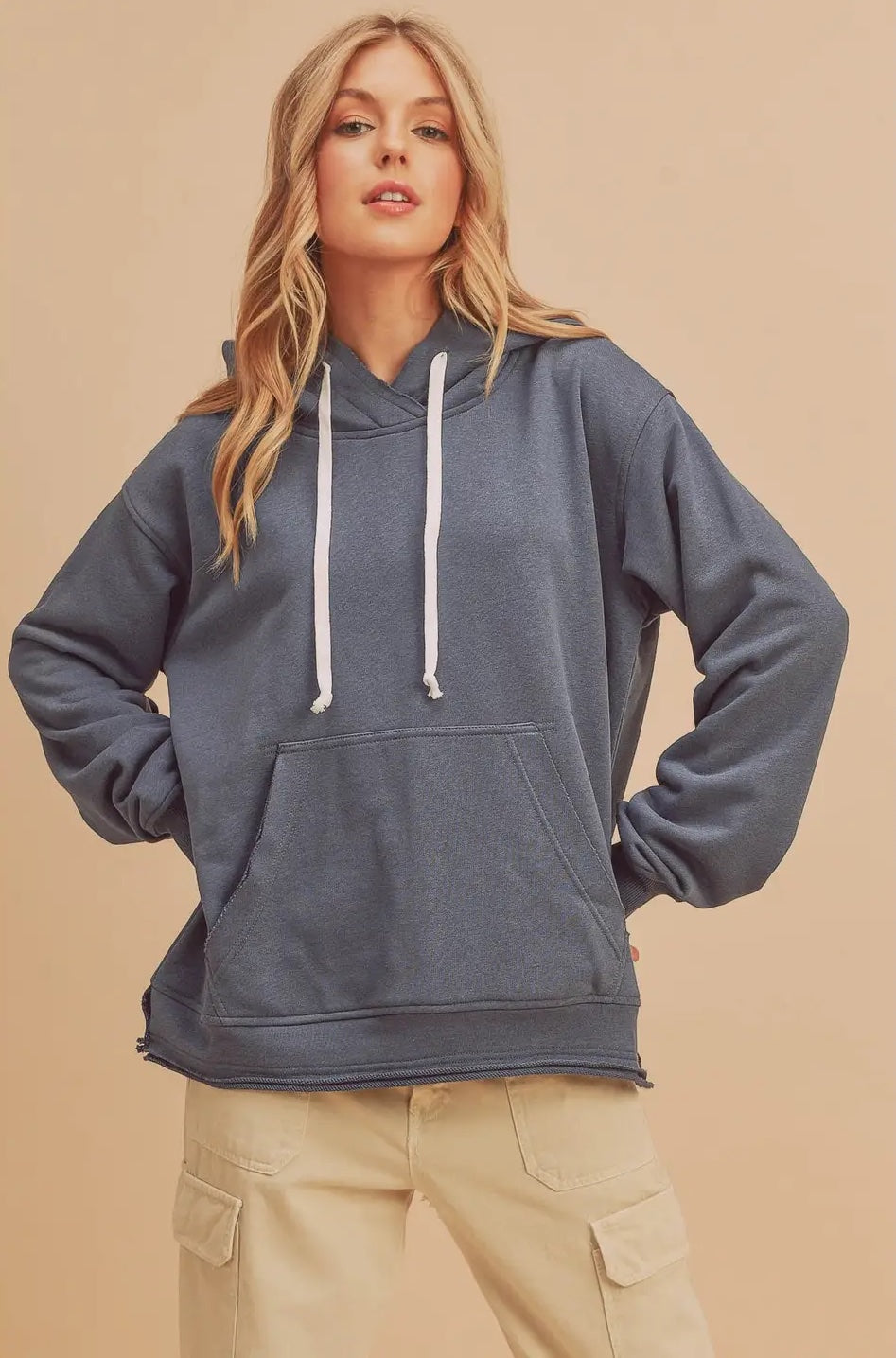 AEMI Clara Hooded Sweatshirt - Slate Blue Clothing - Tops - Sweaters - Sweatshirts by Aemi | Grace the Boutique