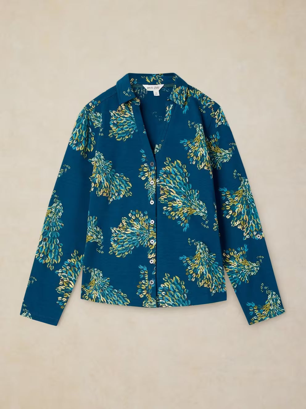 White Stuff Annie Foil Shirt - Teal Print