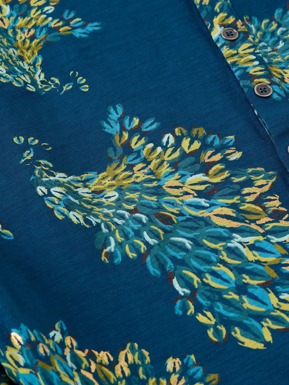 White Stuff Annie Foil Shirt - Teal Print