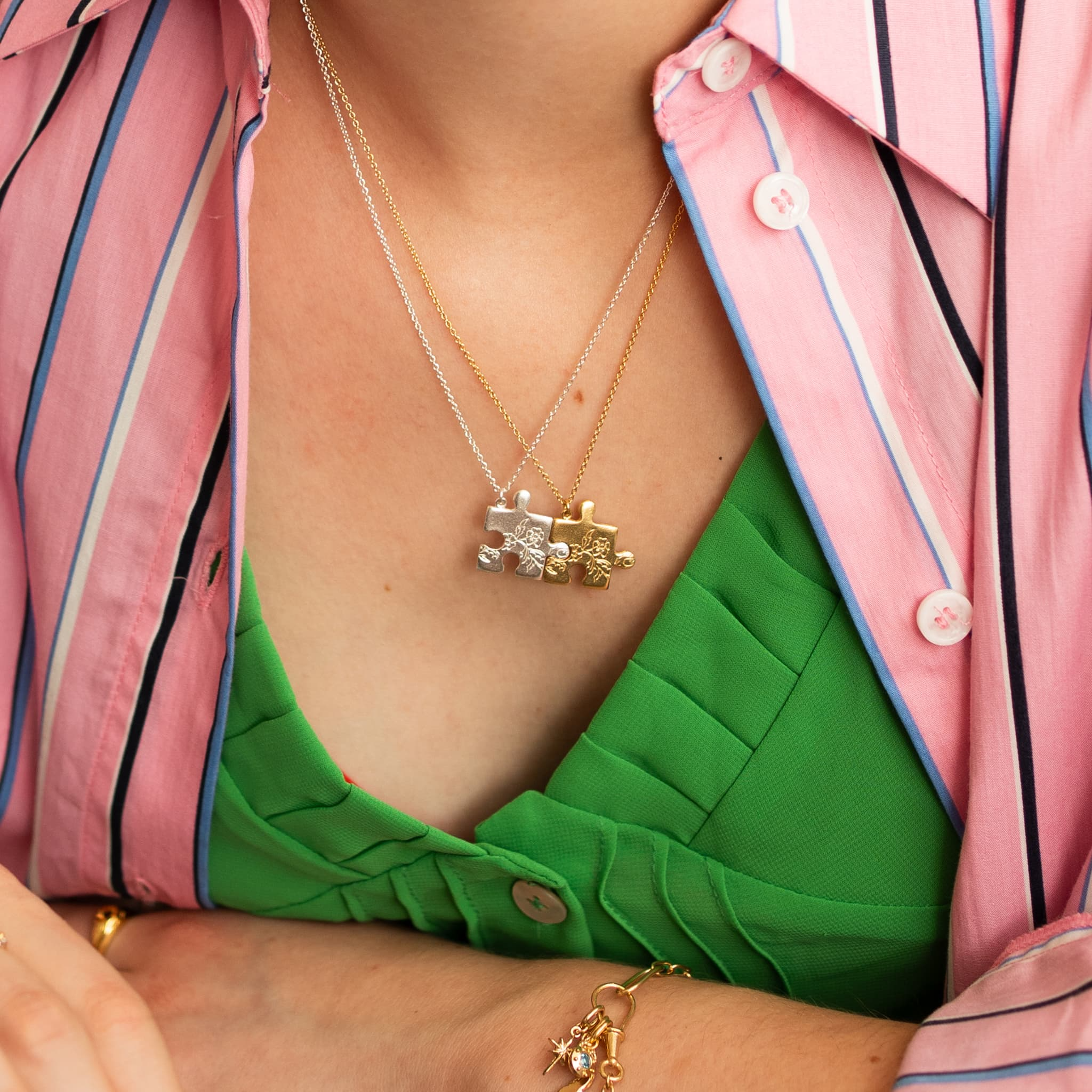 Alex Monroe Gold Floral Puzzle Piece Necklace