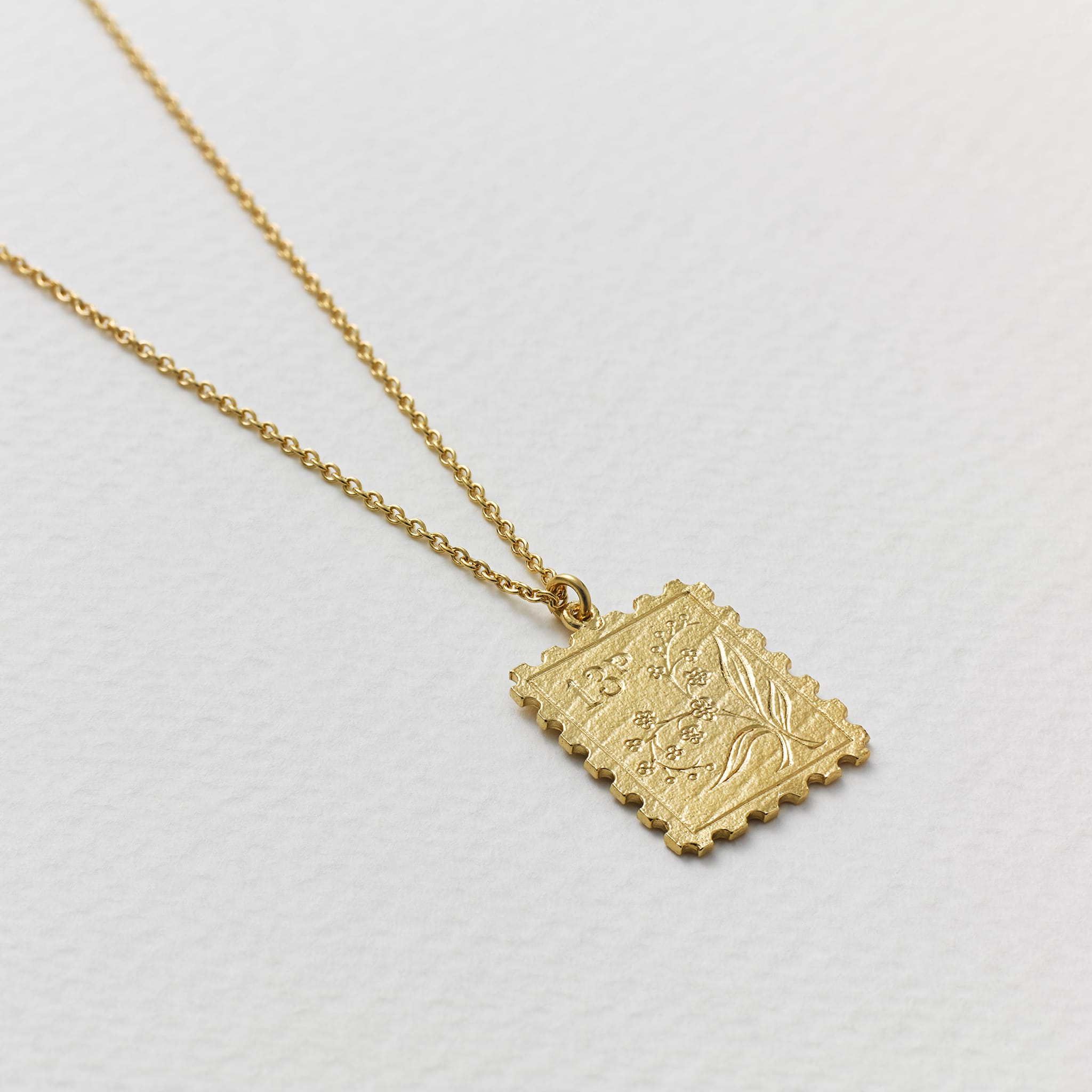Alex Monroe Gold Floral Stamp Necklace