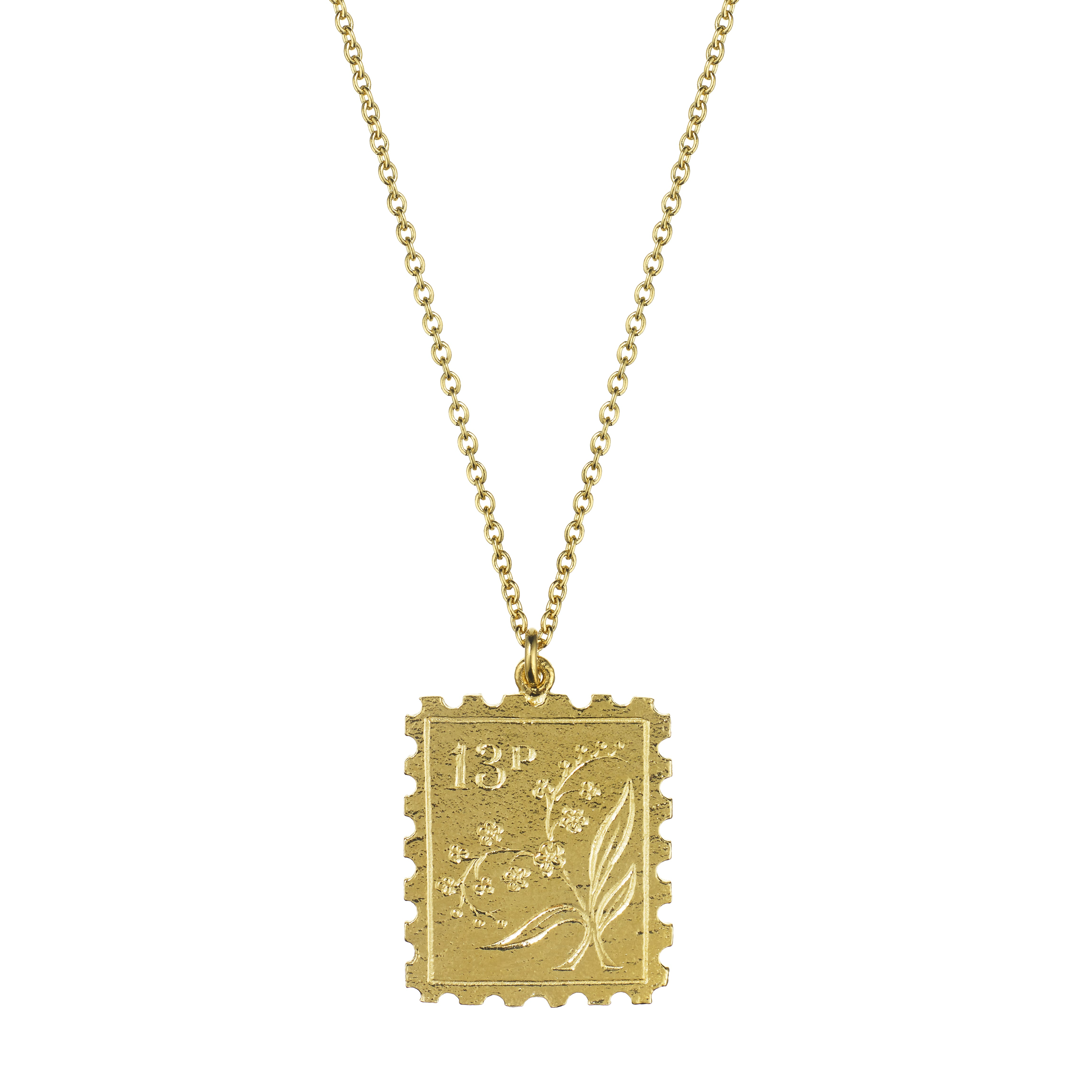 Alex Monroe Gold Floral Stamp Necklace