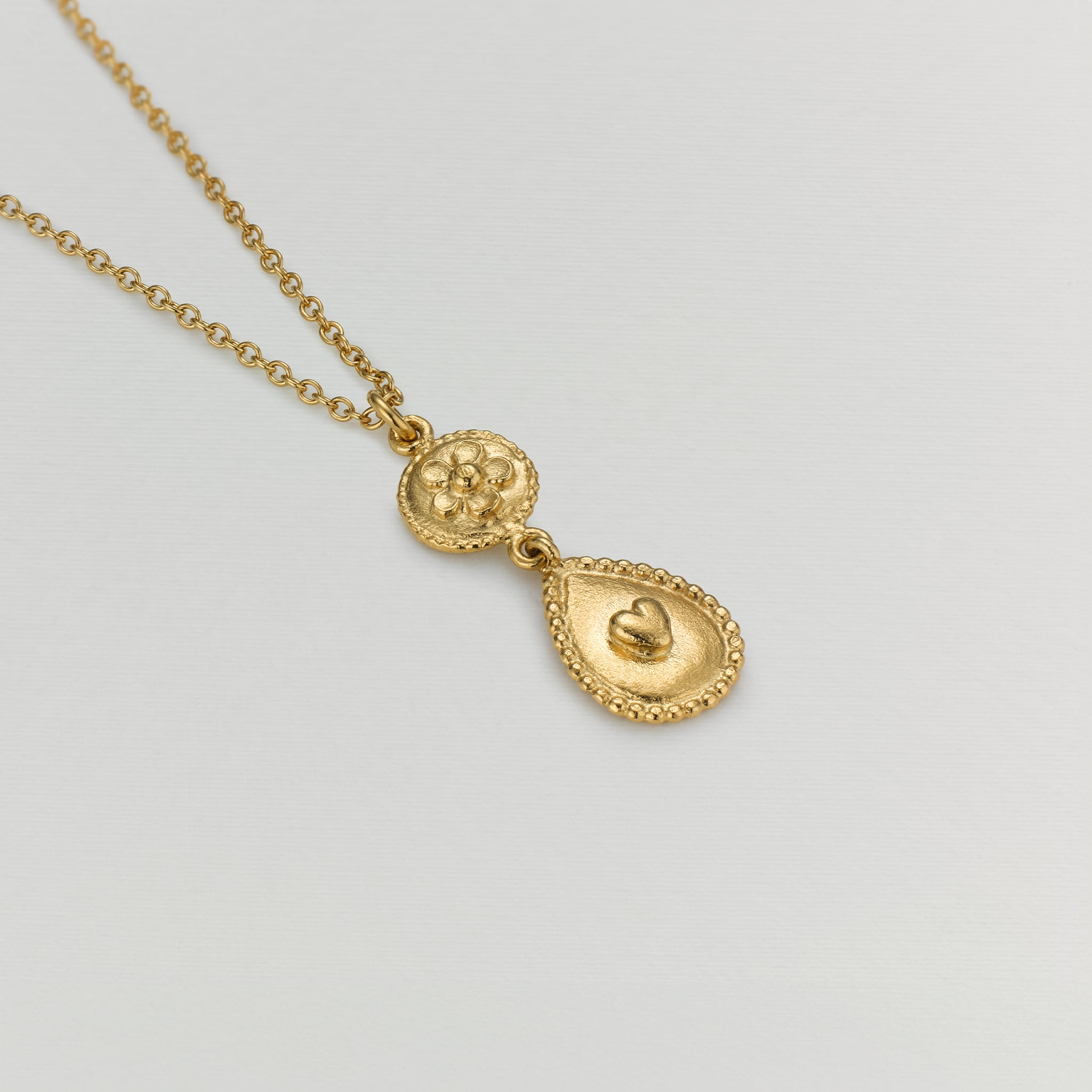 Alex Monroe Gold Flower & Drop Necklace