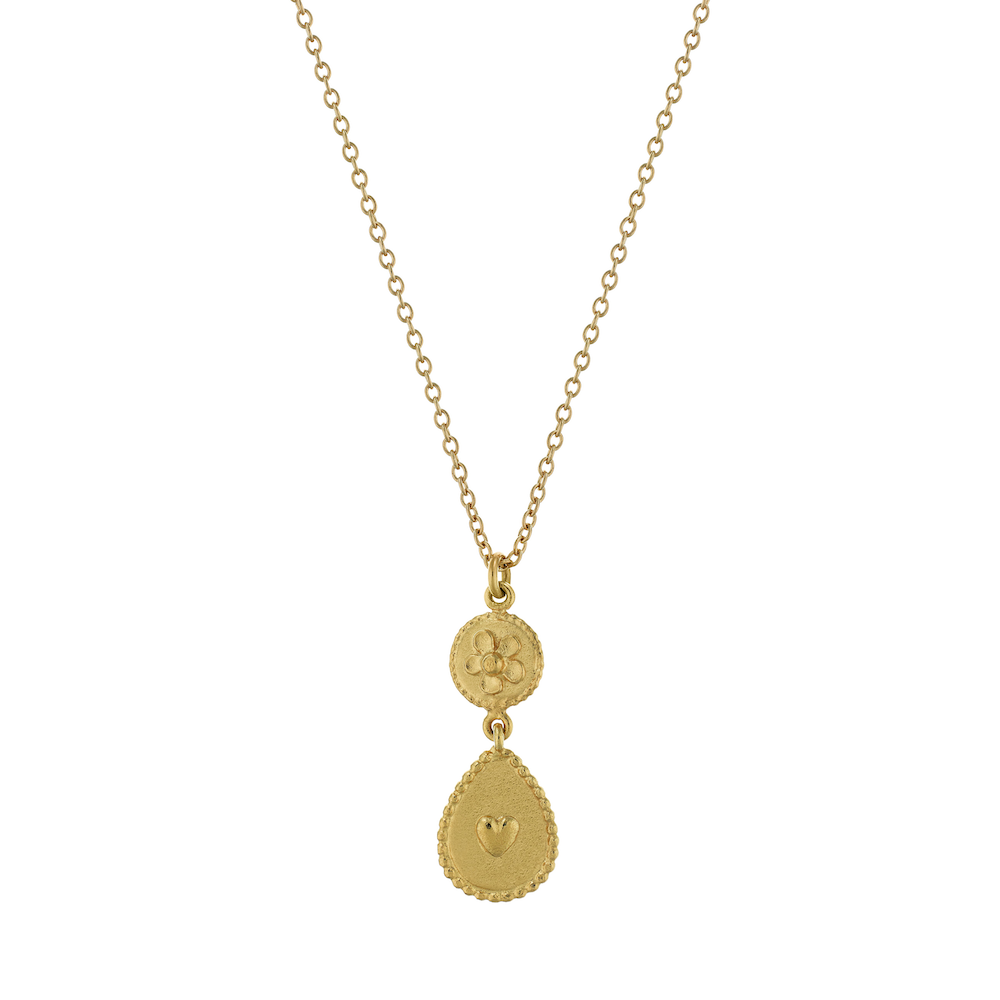 Alex Monroe Gold Flower & Drop Necklace