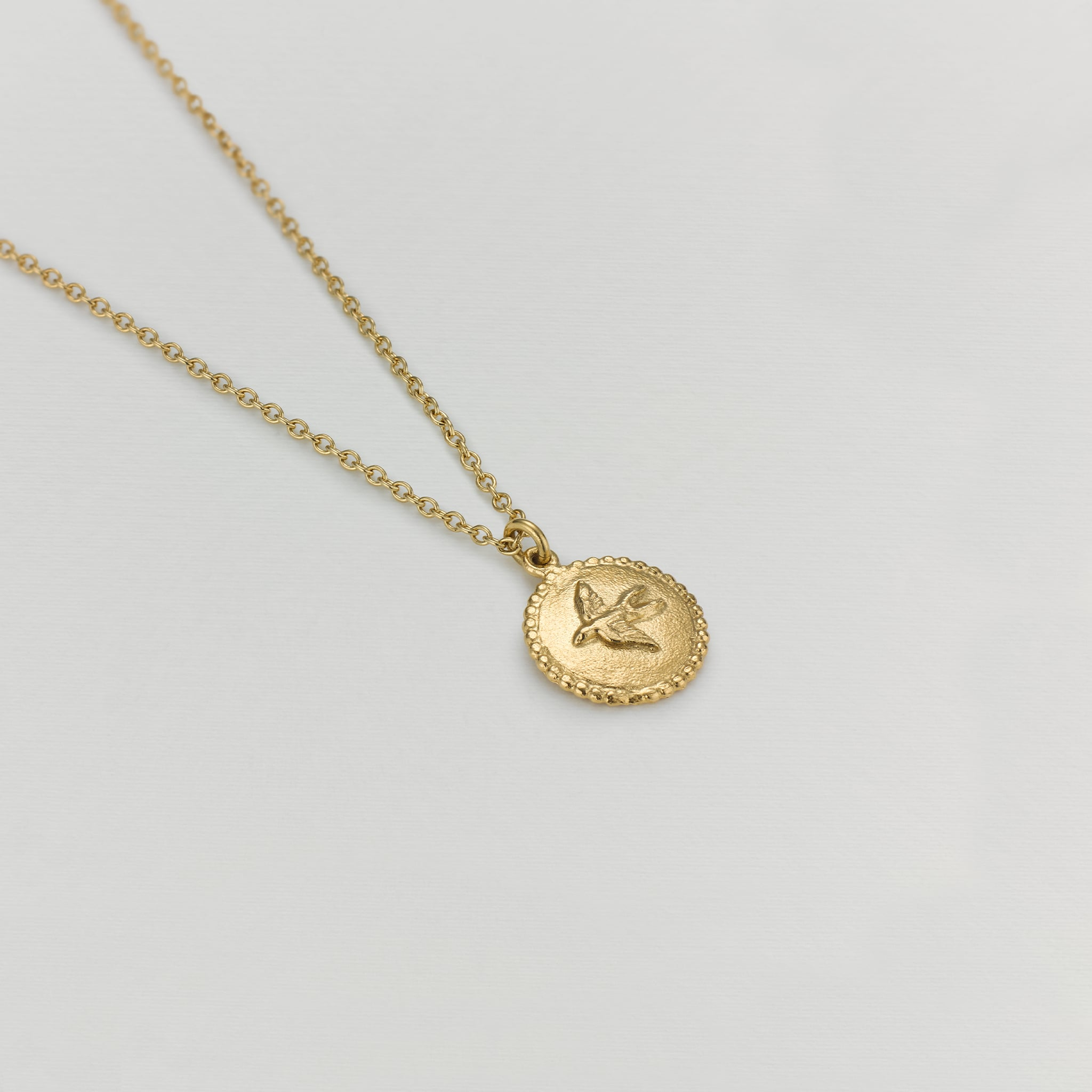 Alex Monroe Gold Small Swallow Disc Necklace