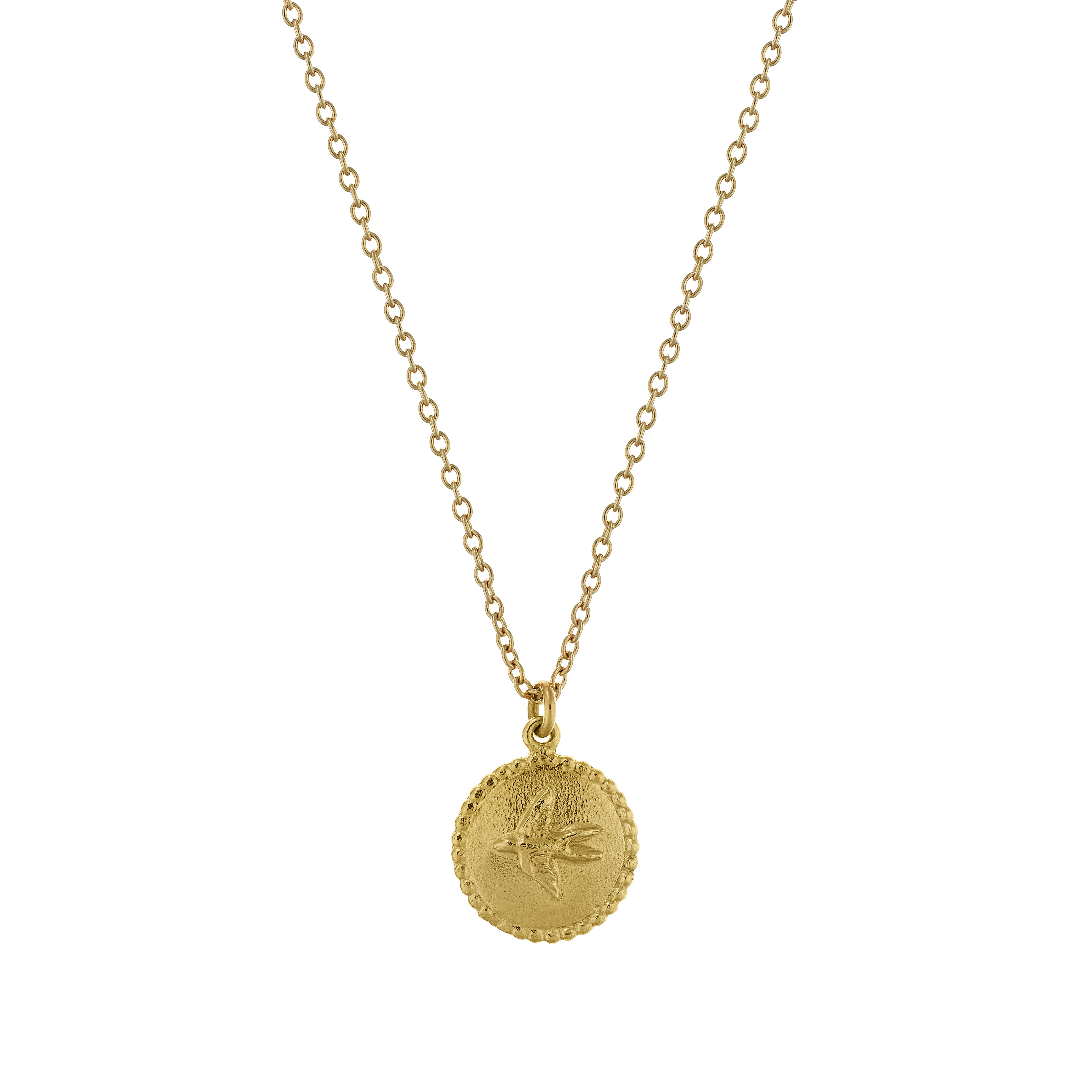 Alex Monroe Gold Small Swallow Disc Necklace
