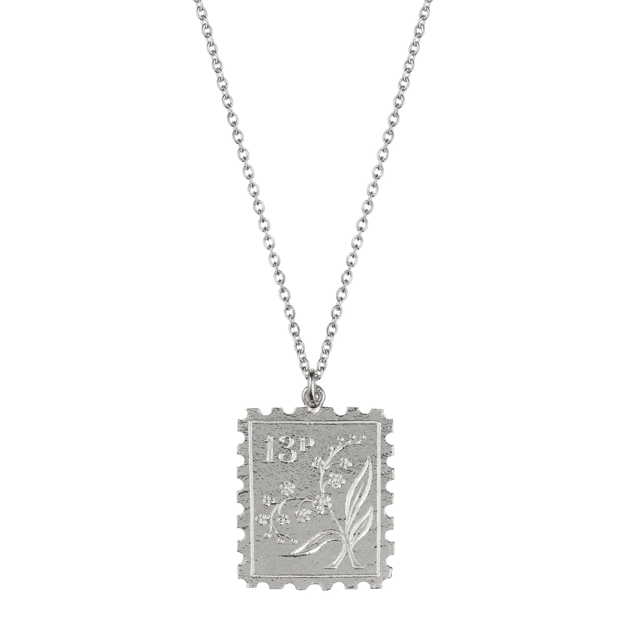 Alex Monroe Silver Floral Stamp Necklace