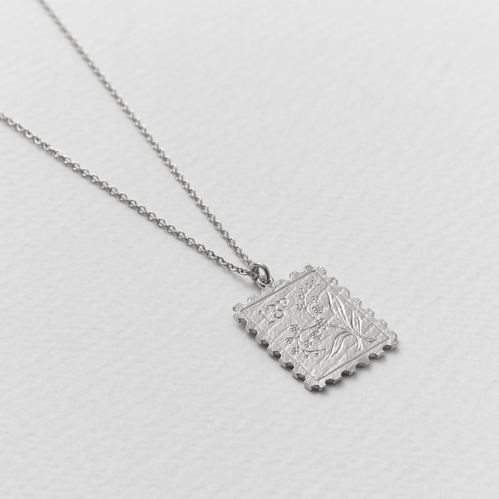 Alex Monroe Silver Floral Stamp Necklace