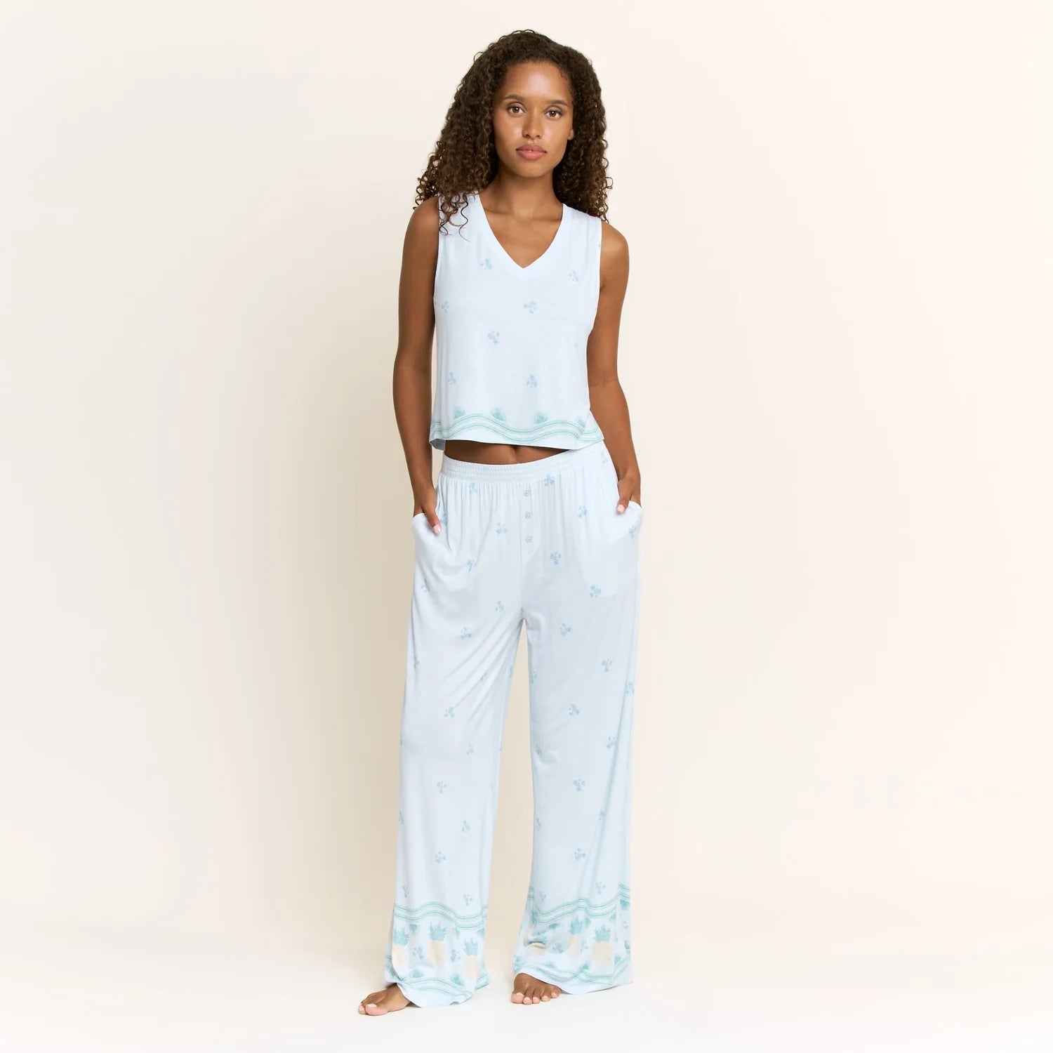 Honeydew All American V Tank Pant Set - Ocean Glow Pineapple