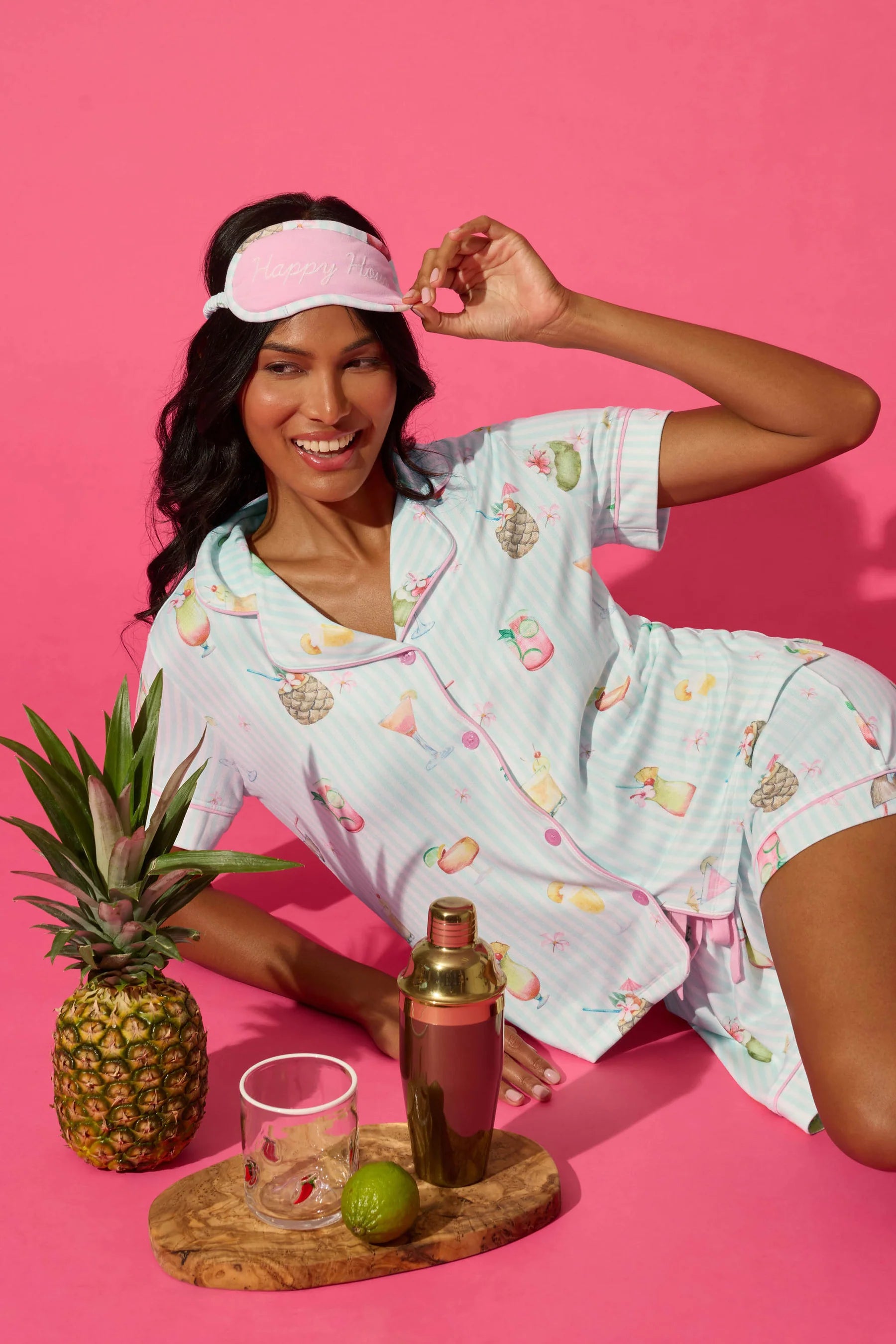PJ Salvage Five O’Clock Somewhere PJ Set - Light Aqua