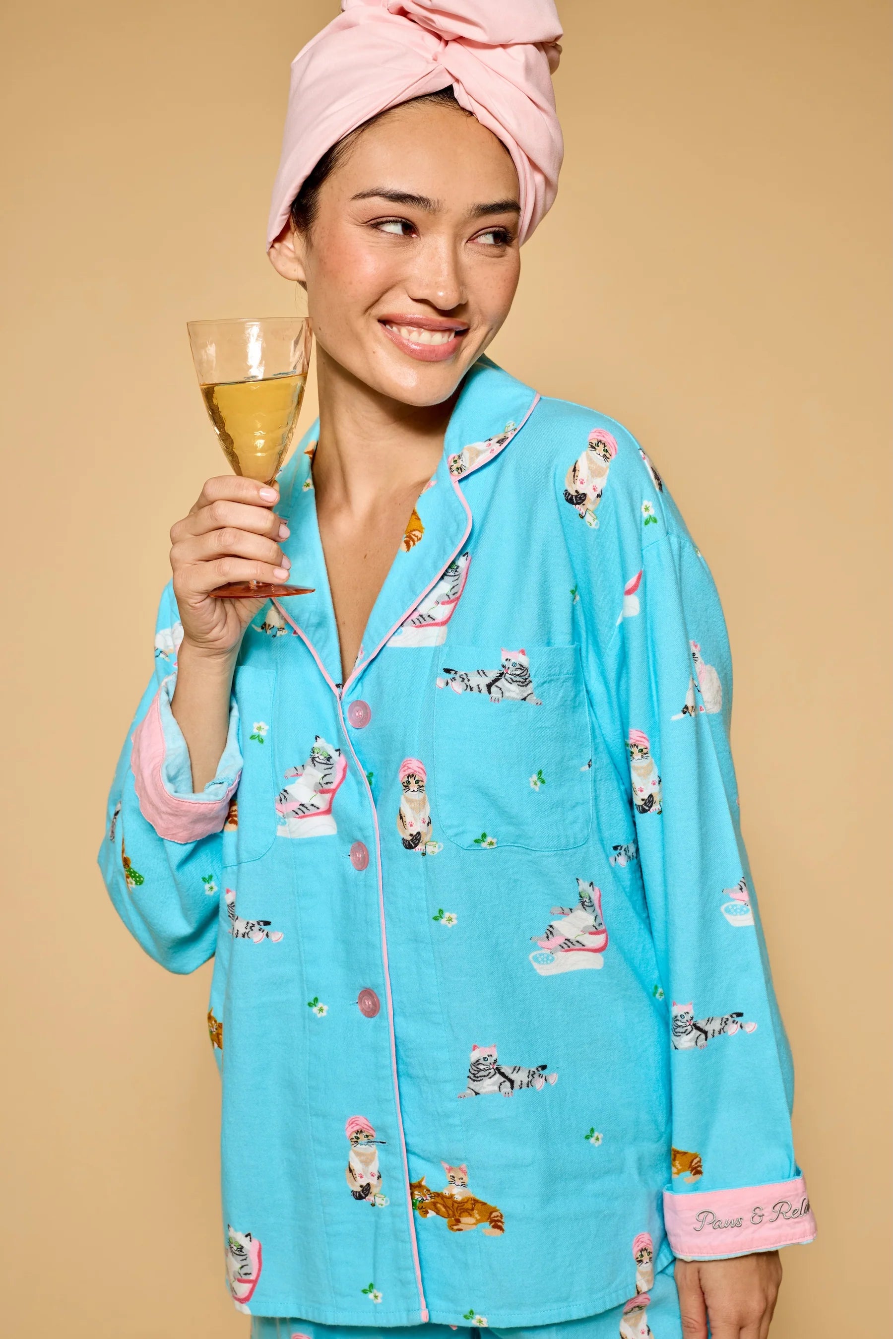 PJ Salvage Flannel PJ Set - Paws & Relax