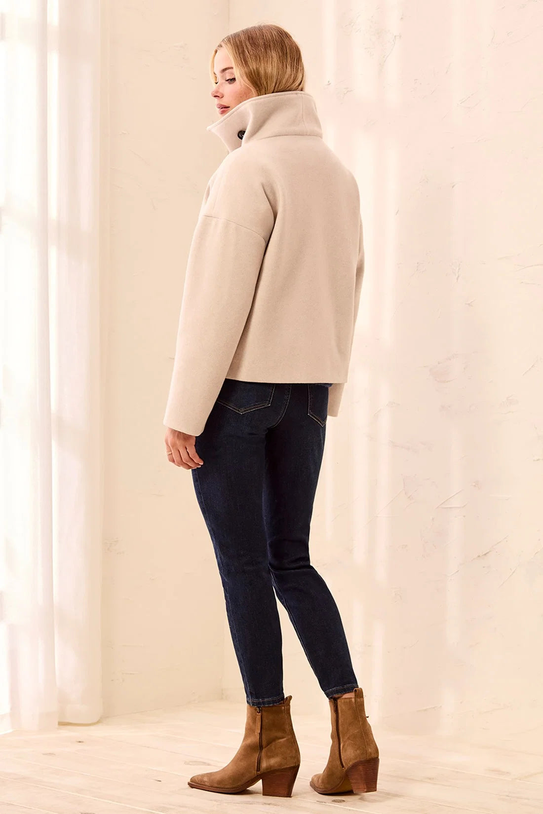 Tribal Ellie Funnel Neck Jacket - Antique White