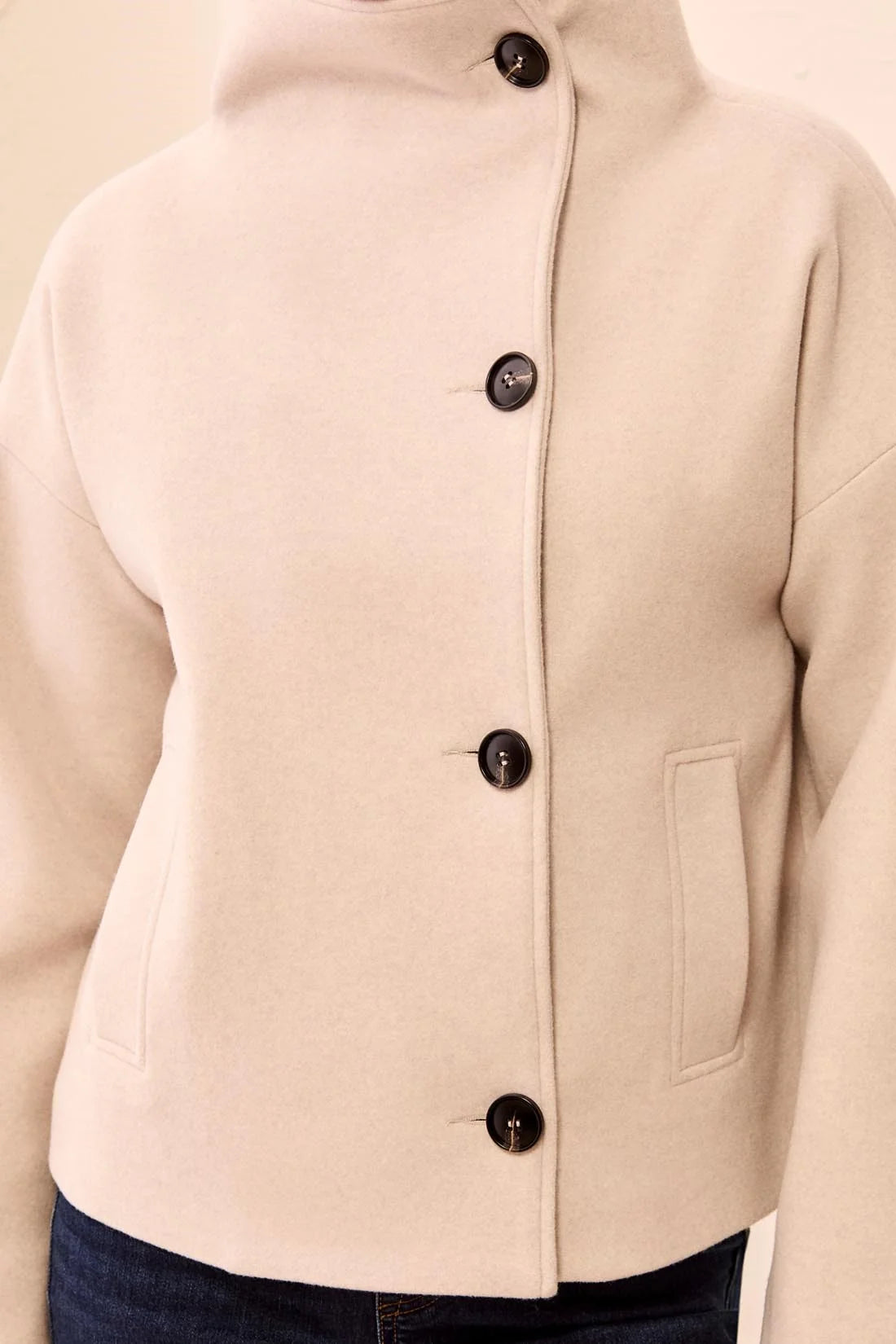 Tribal Ellie Funnel Neck Jacket - Antique White