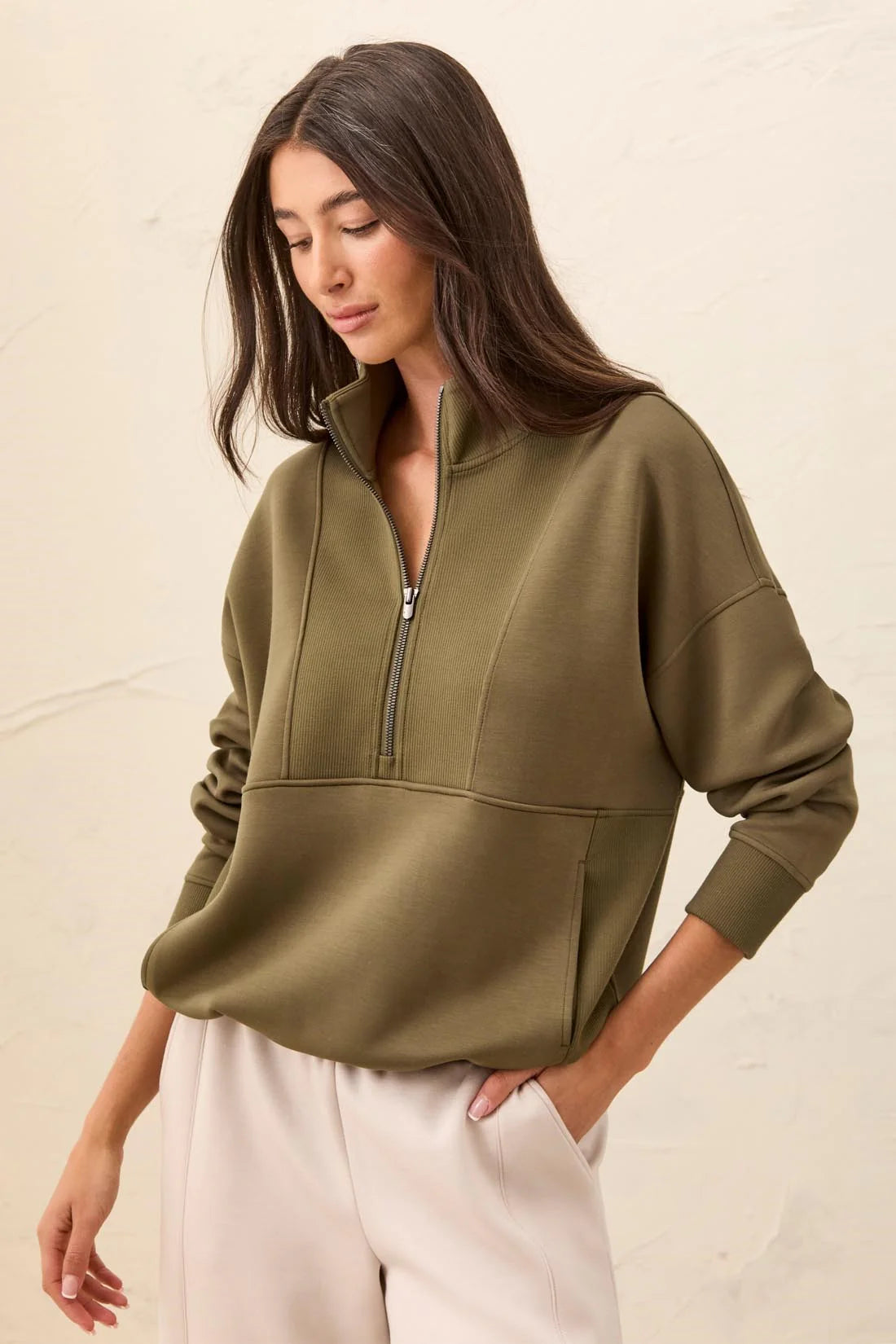 Tribal Techno Lux Half Zip - Basil