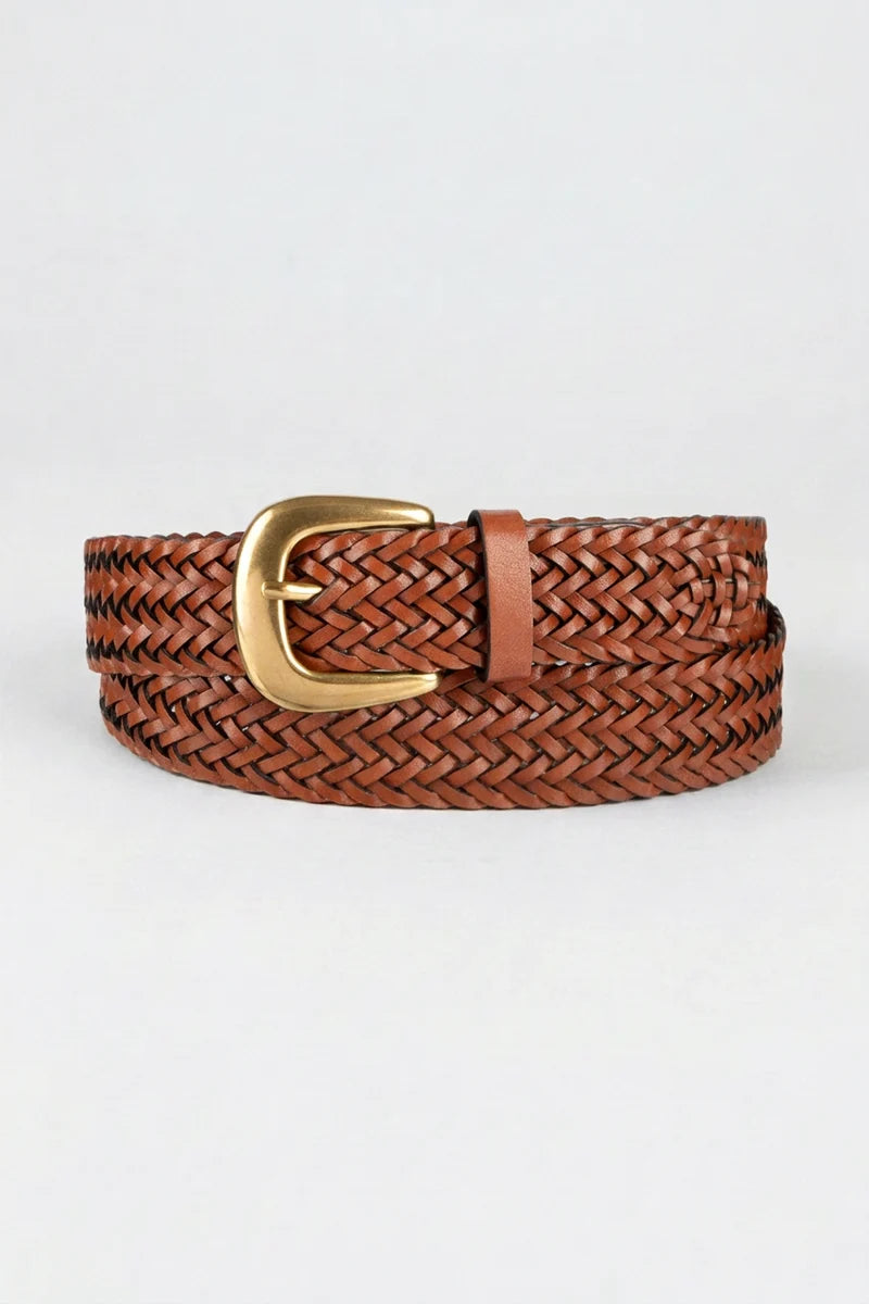 Tribal Braided Woven Belt - Brown