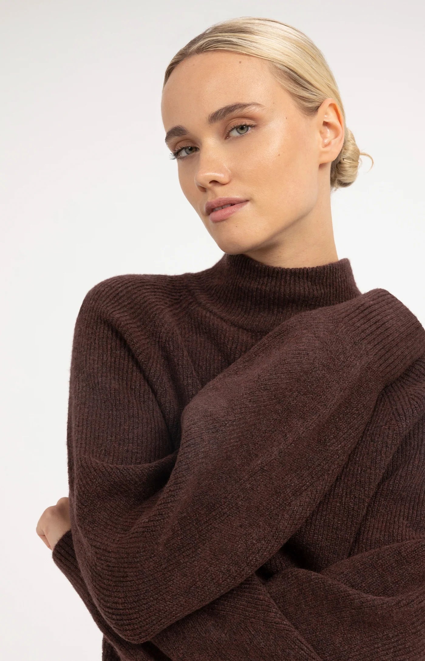 Yaya Batwing Sweater - Bitter Chocolate Red