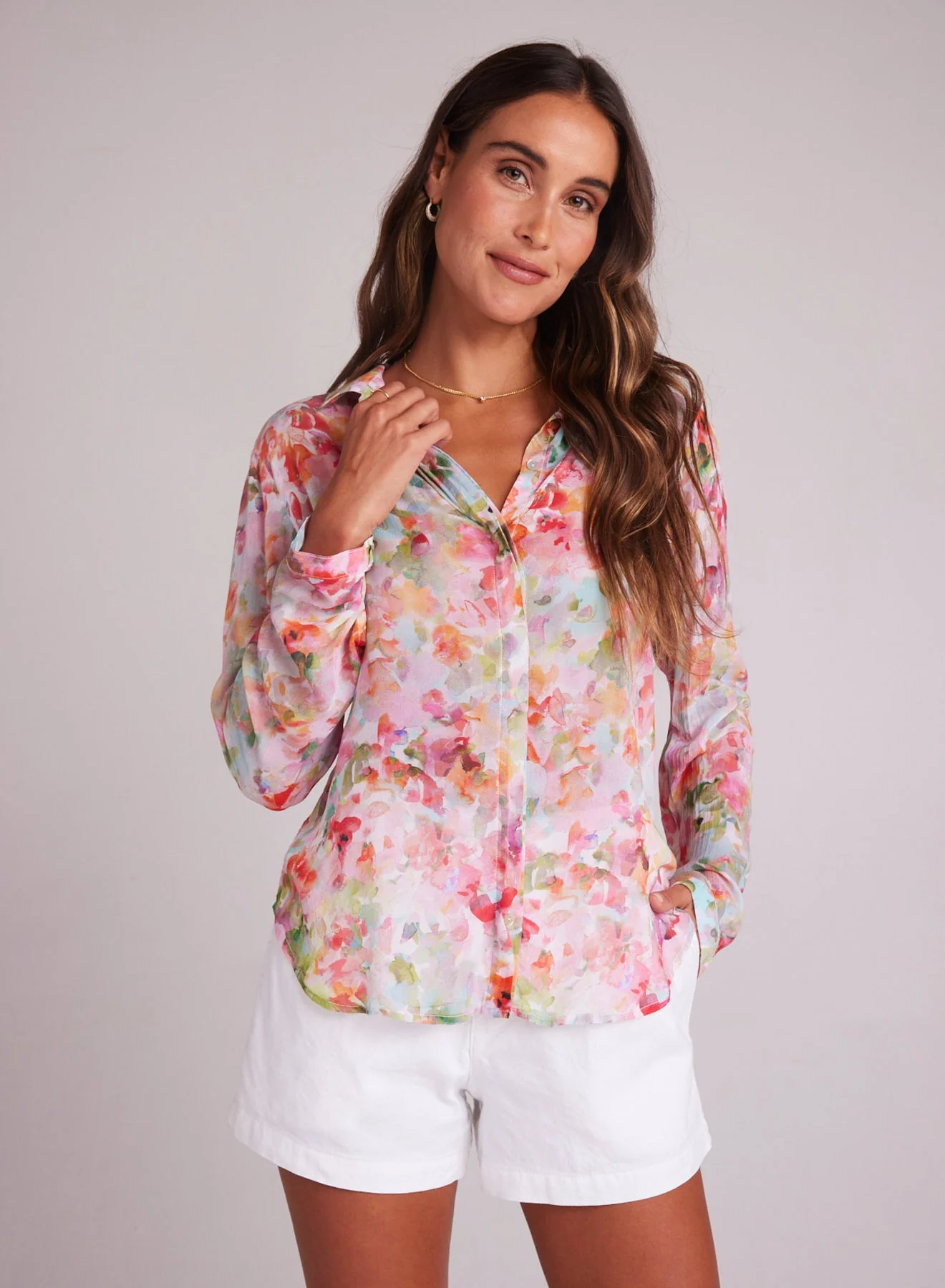 Bella Dahl Button Hipster Shirt - Ipanema Floral Clothing - Tops - Shirts - Blouses - Blouses Top Price by Bella Dahl | Grace the Boutique
