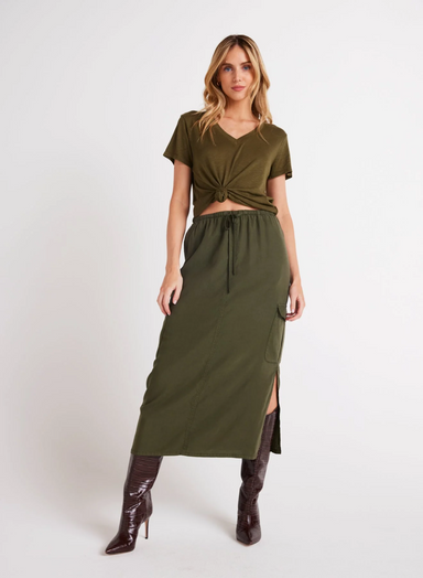 Bella Dahl Cargo Midi Skirt - Italian Herb Clothing - Bottoms - Other Bottoms - Skirts by Bella Dahl | Grace the Boutique