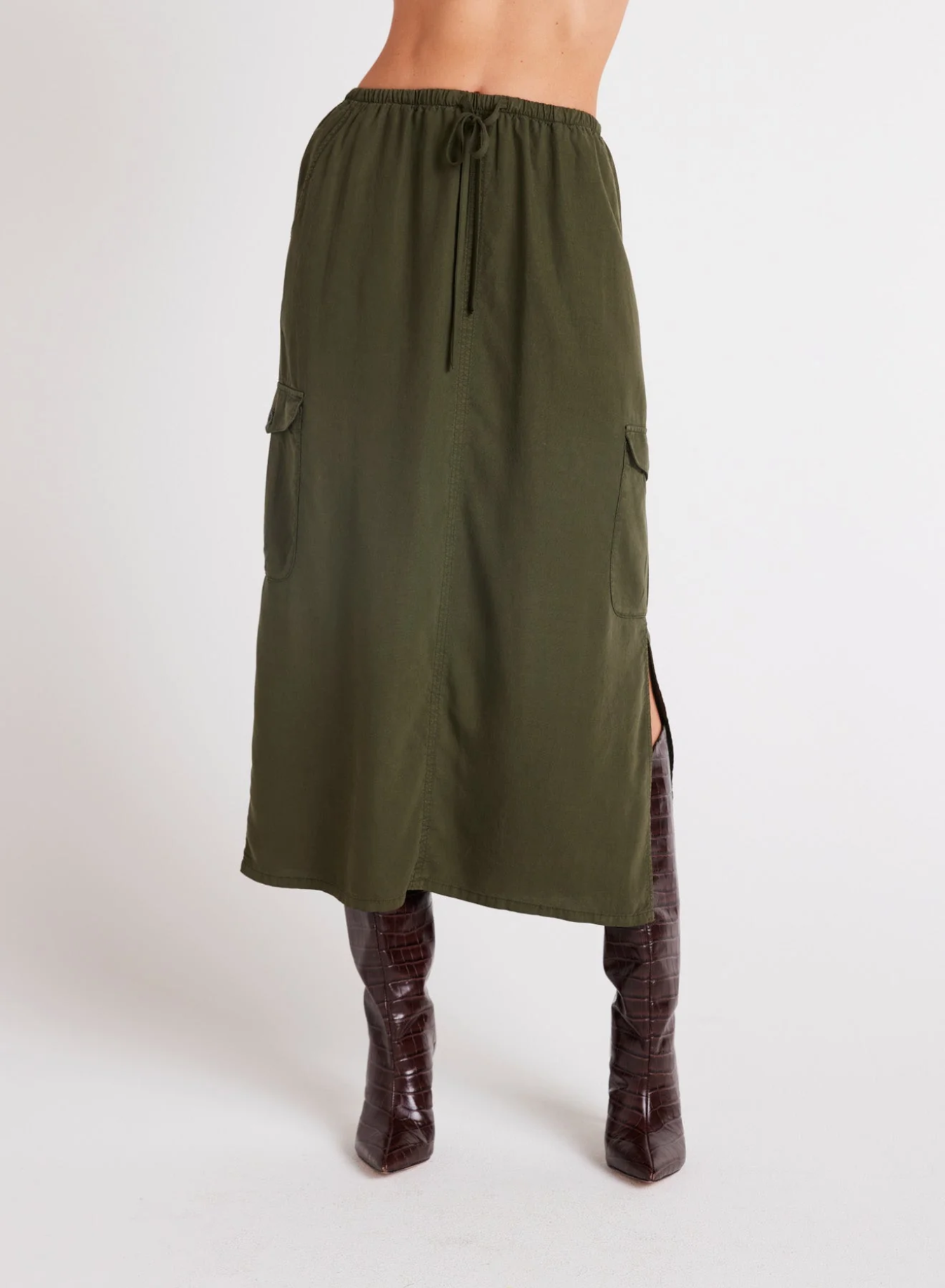 Bella Dahl Cargo Midi Skirt - Italian Herb Clothing - Bottoms - Other Bottoms - Skirts by Bella Dahl | Grace the Boutique