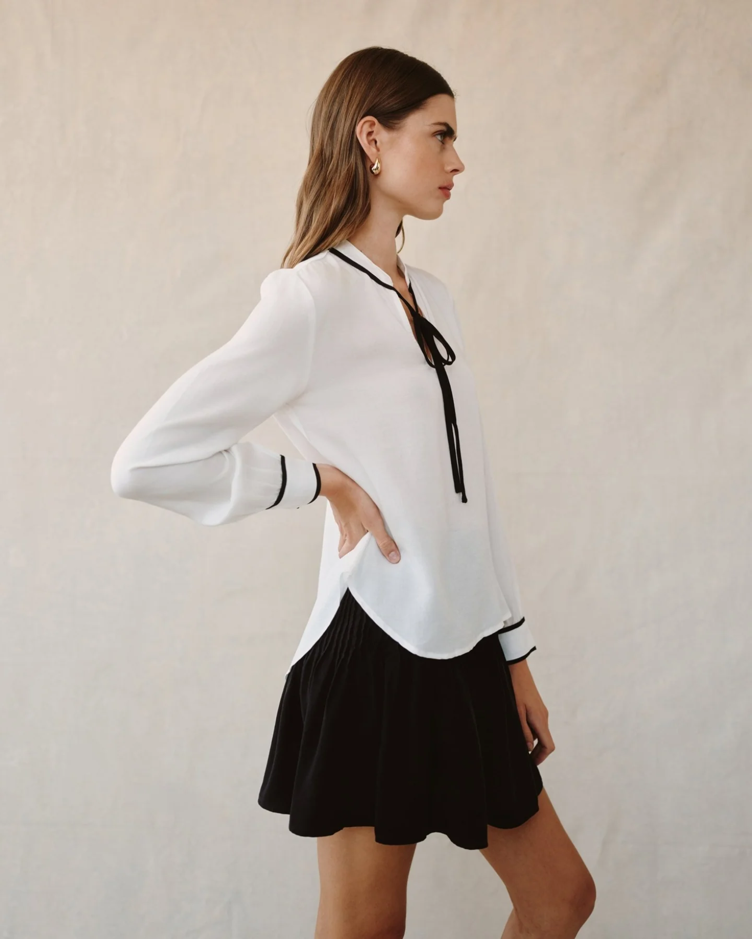 Bella Dahl Contrast Trim Pullover - Off White