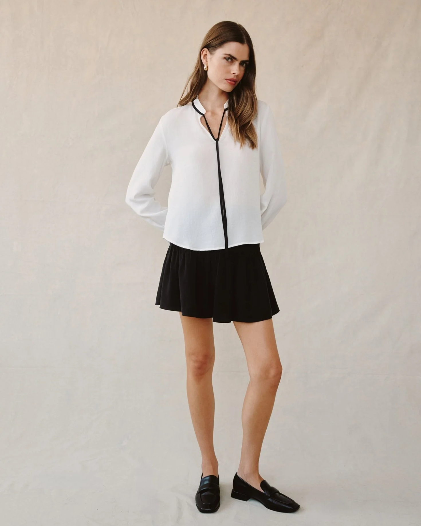 Bella Dahl Contrast Trim Pullover - Off White