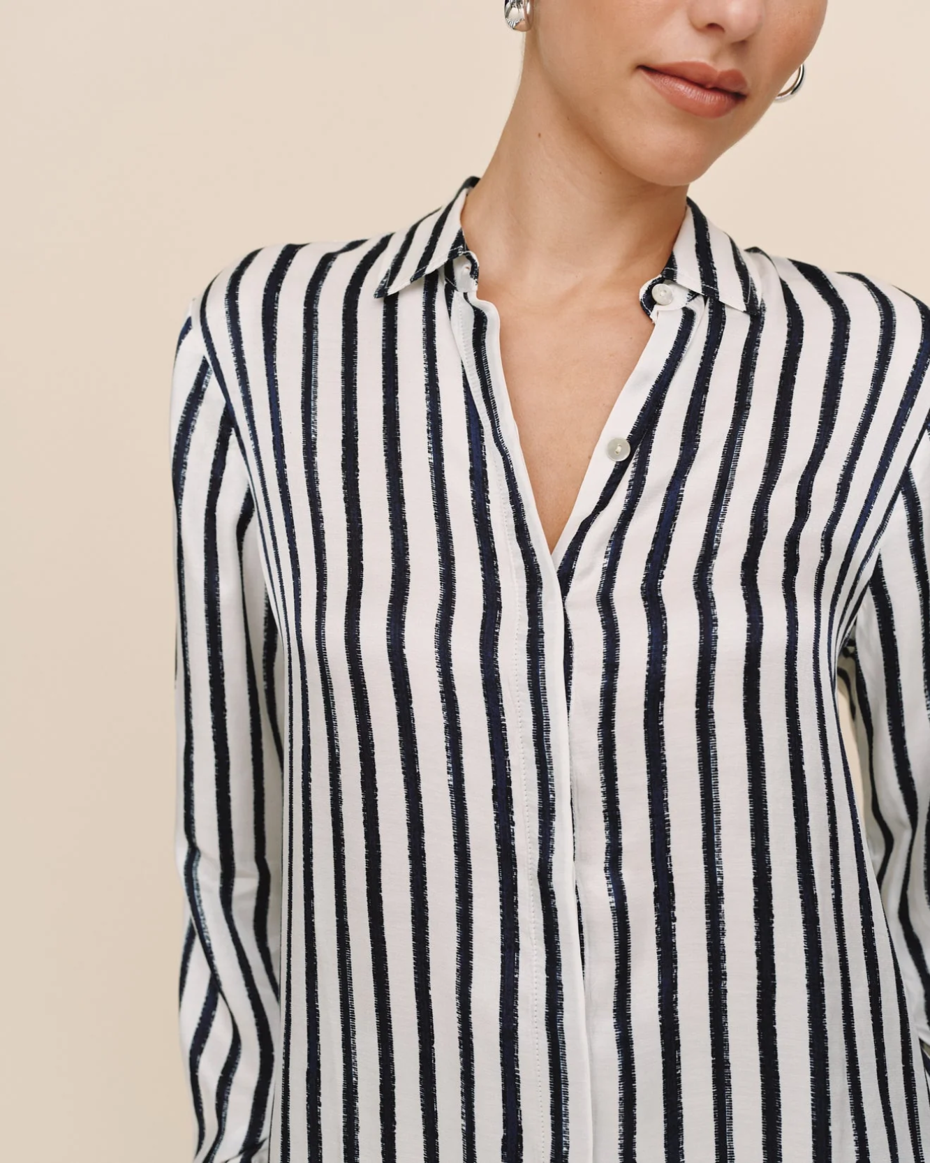 Bella Dahl High Low Hem Shirt - Indigo Ink Stripe