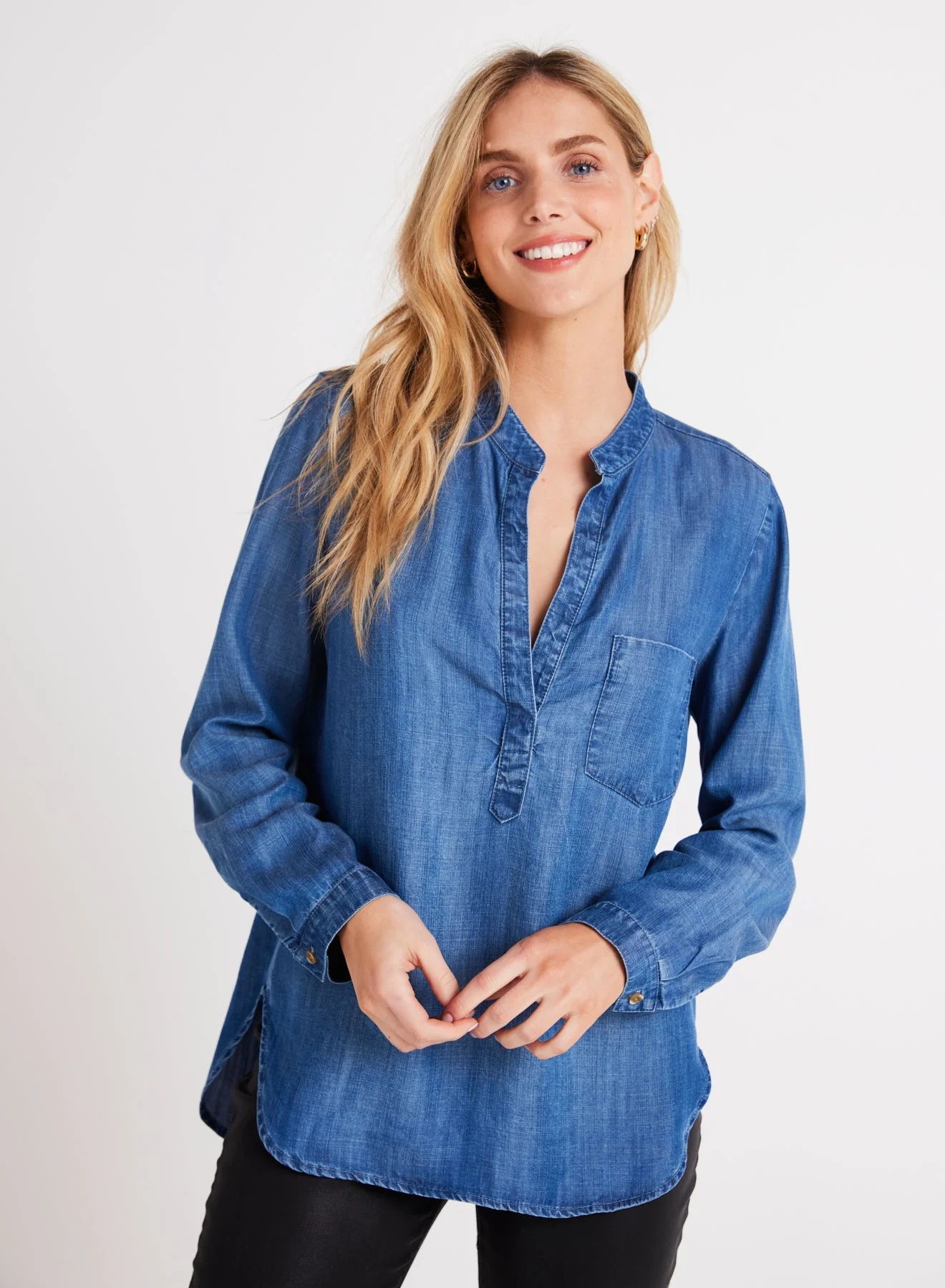 Bella Dahl Pocket Henley - Moonlit Haze Clothing - Tops - Tunics by Bella Dahl | Grace the Boutique