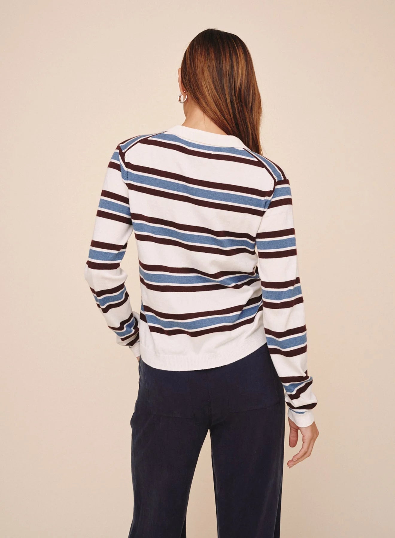 Bella Dahl Polo Pullover - Garnet Stripe