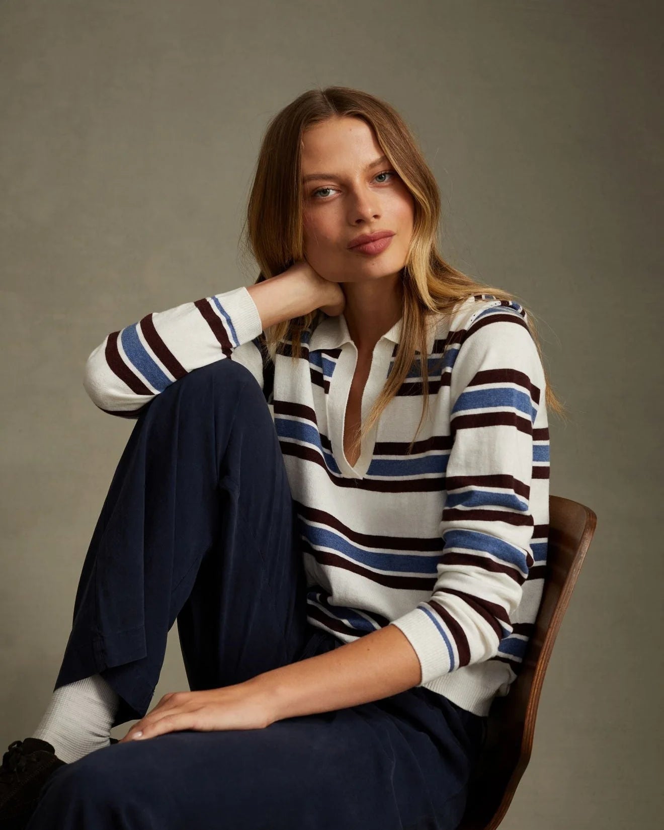 Bella Dahl Polo Pullover - Garnet Stripe