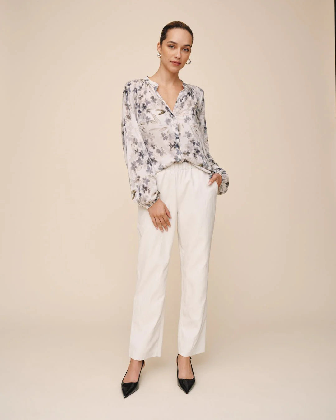 Bella Dahl Shirred Raglan Shirt - Frozen Wisteria