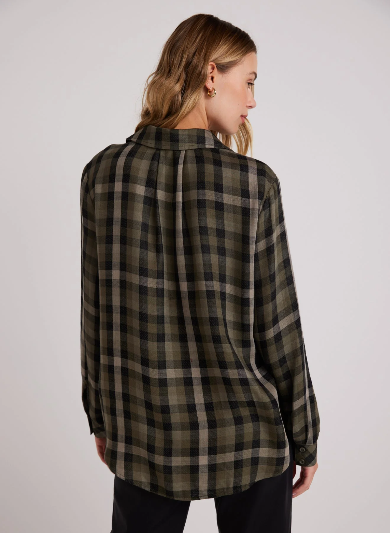 Bella Dahl Slouchy Pocket Buttondown - Olive Plaid Clothing - Tops - Shirts - Blouses - Blouses Top Price by Bella Dahl | Grace the Boutique