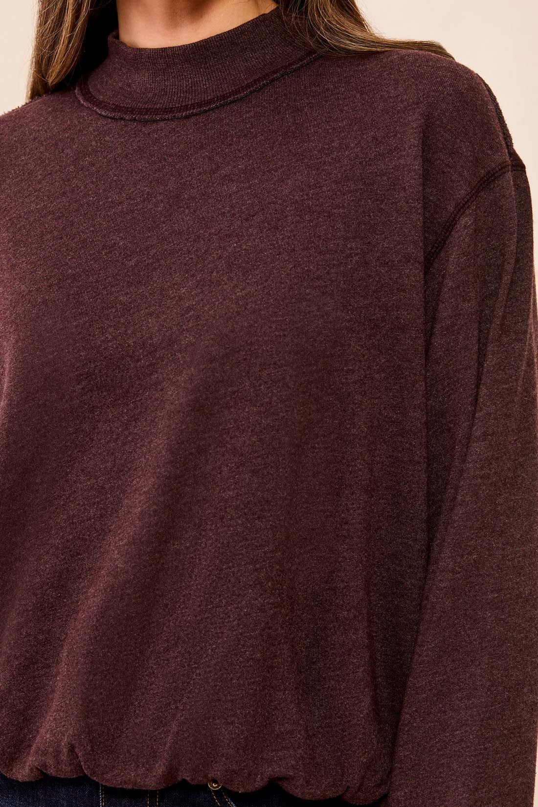 Tribal Bubble Hem Sweatshirt - Saddle Brown