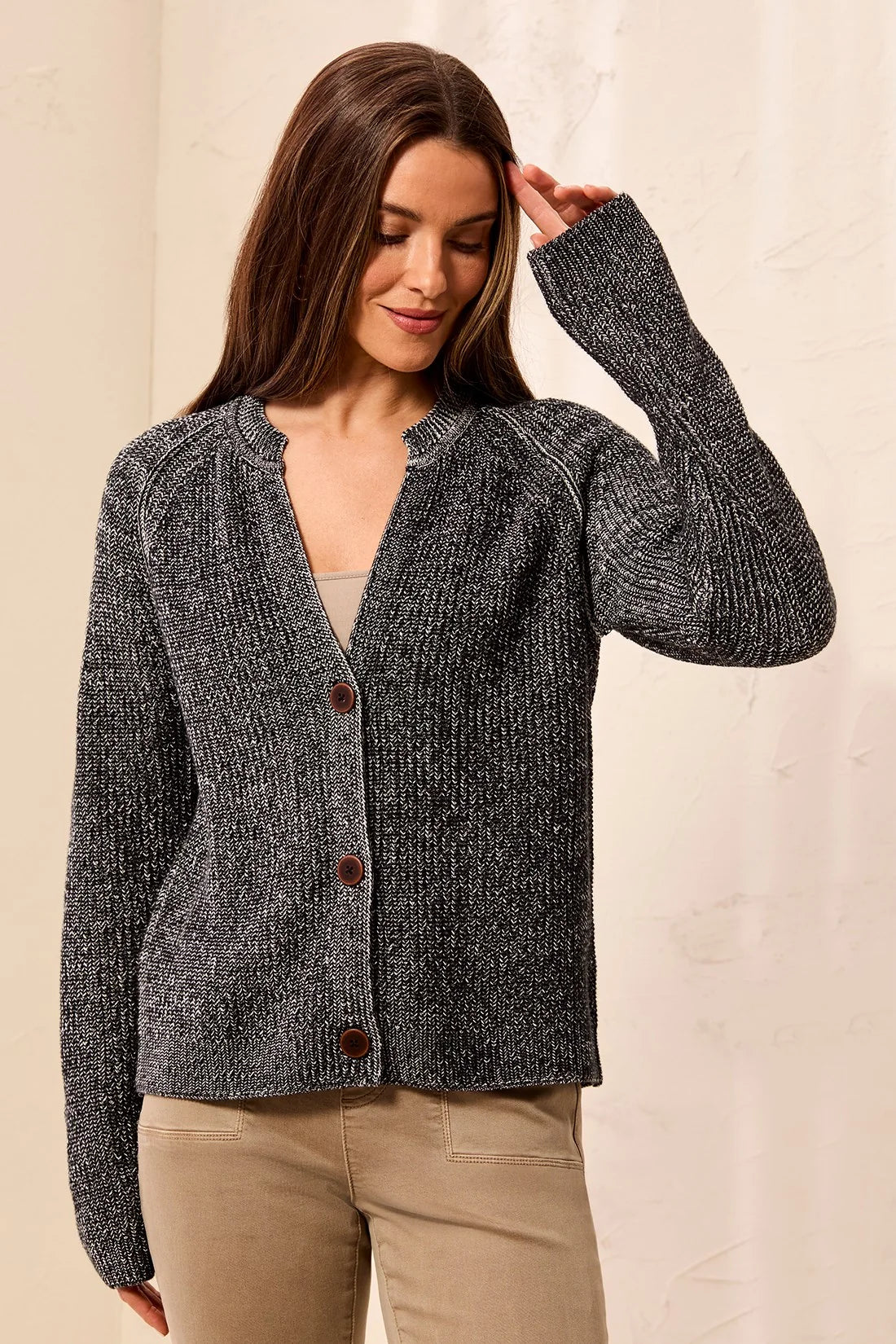 Tribal V Neck Cardi - Black
