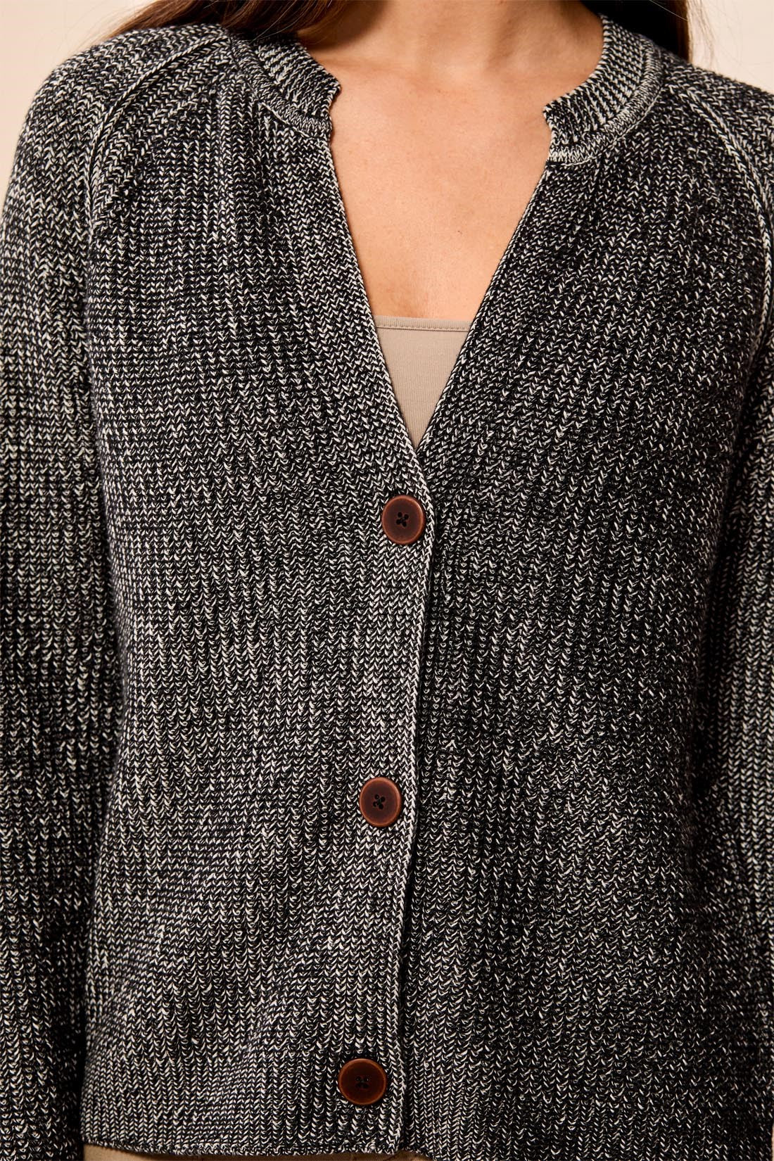 Tribal V Neck Cardi - Black