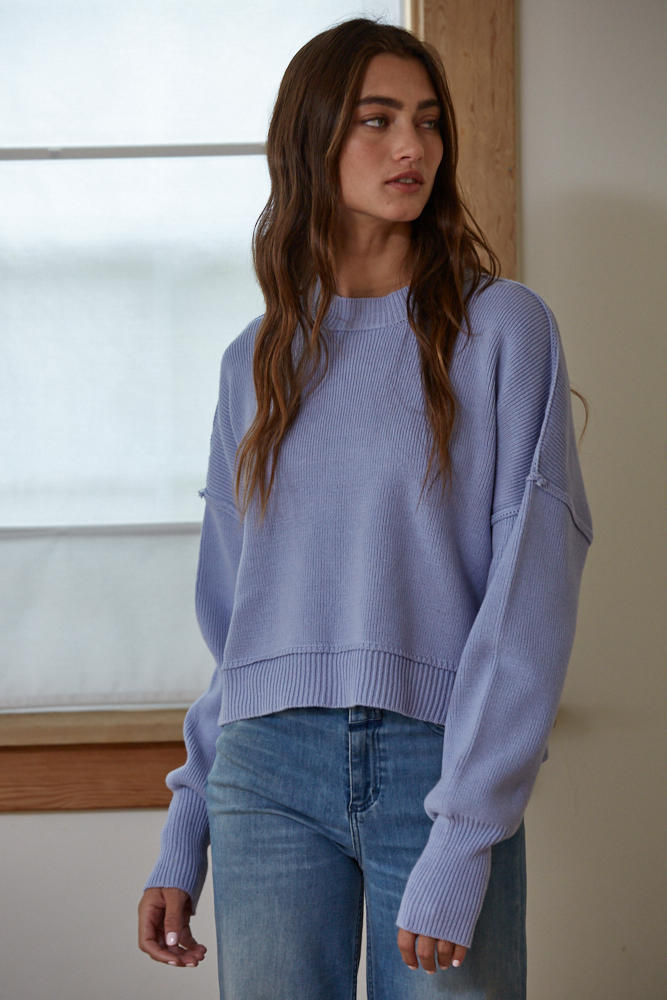 By Together Leda Pullover - Dusty Blue Clothing - Tops - Sweaters - Pullovers by By Together | Grace the Boutique