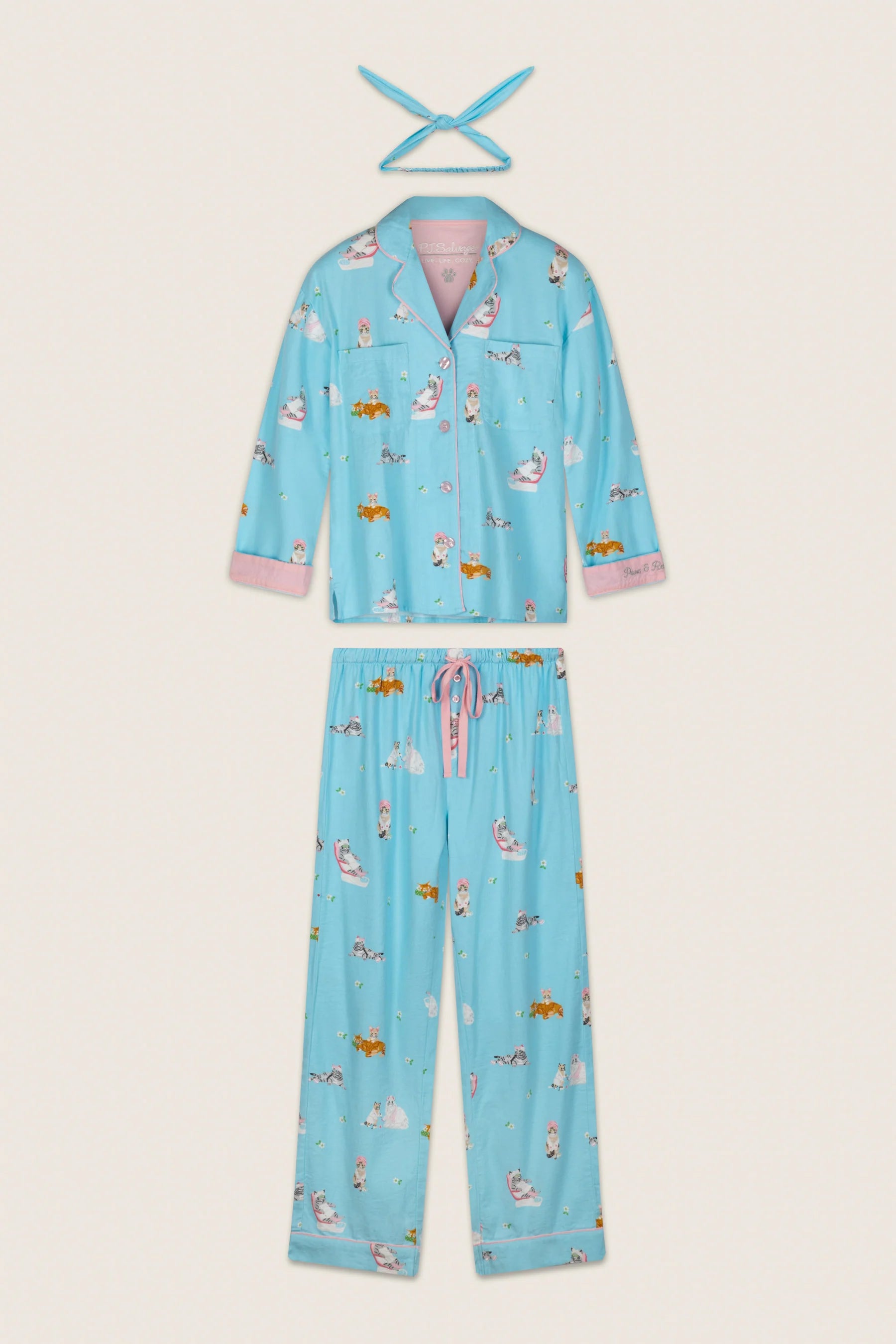 PJ Salvage Flannel PJ Set - Paws & Relax