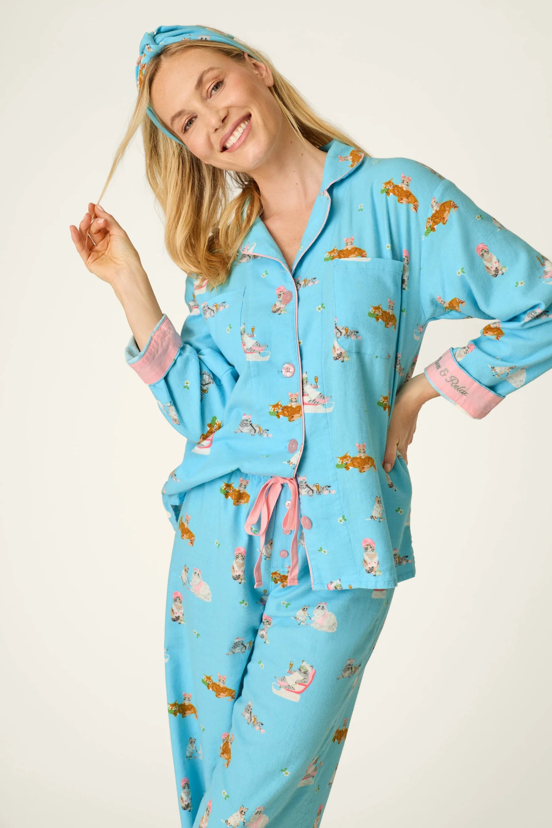 PJ Salvage Flannel PJ Set - Paws & Relax