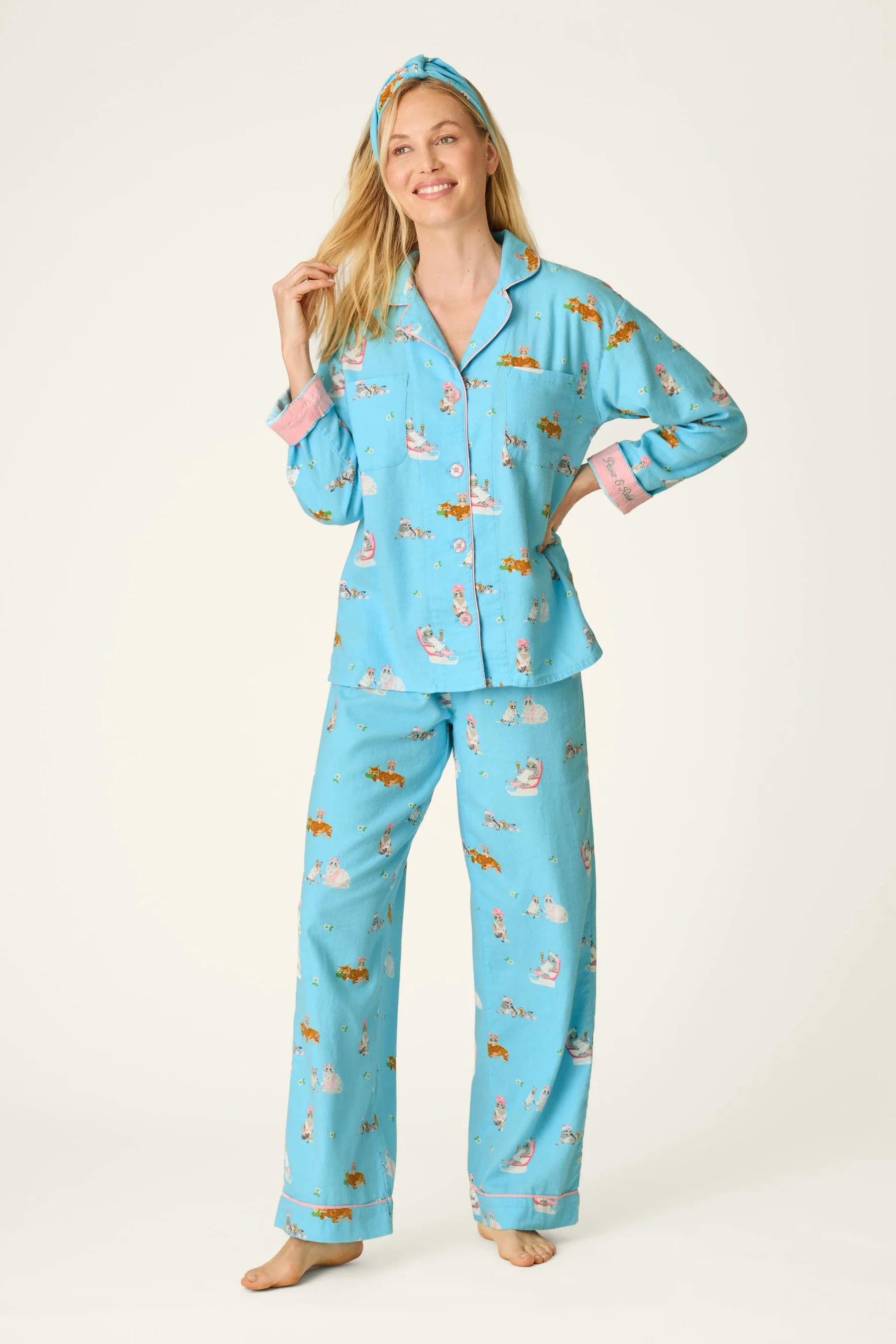 PJ Salvage Flannel PJ Set - Paws & Relax