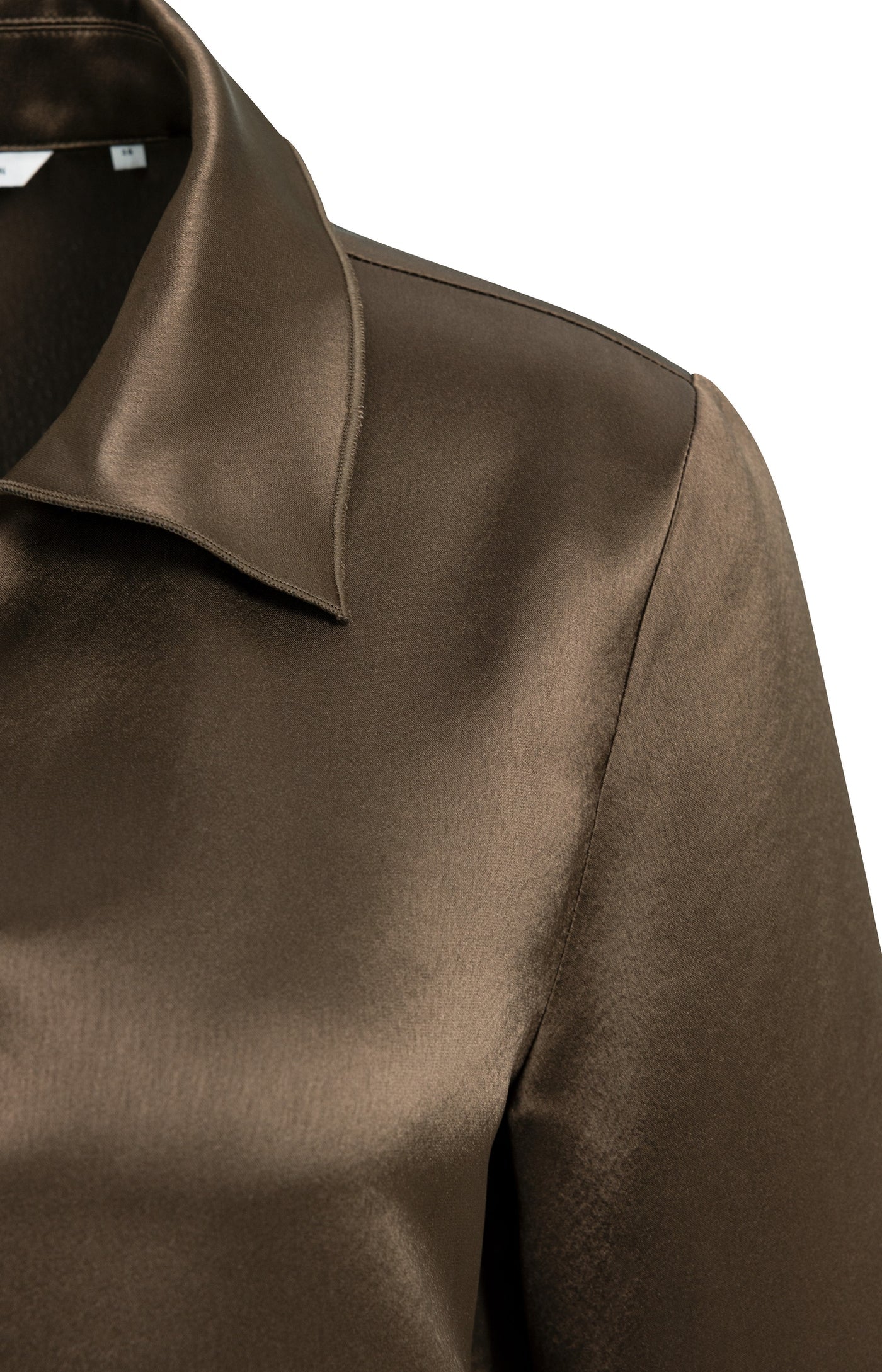 Yaya Satin Top with Collar - Cocoa Brown