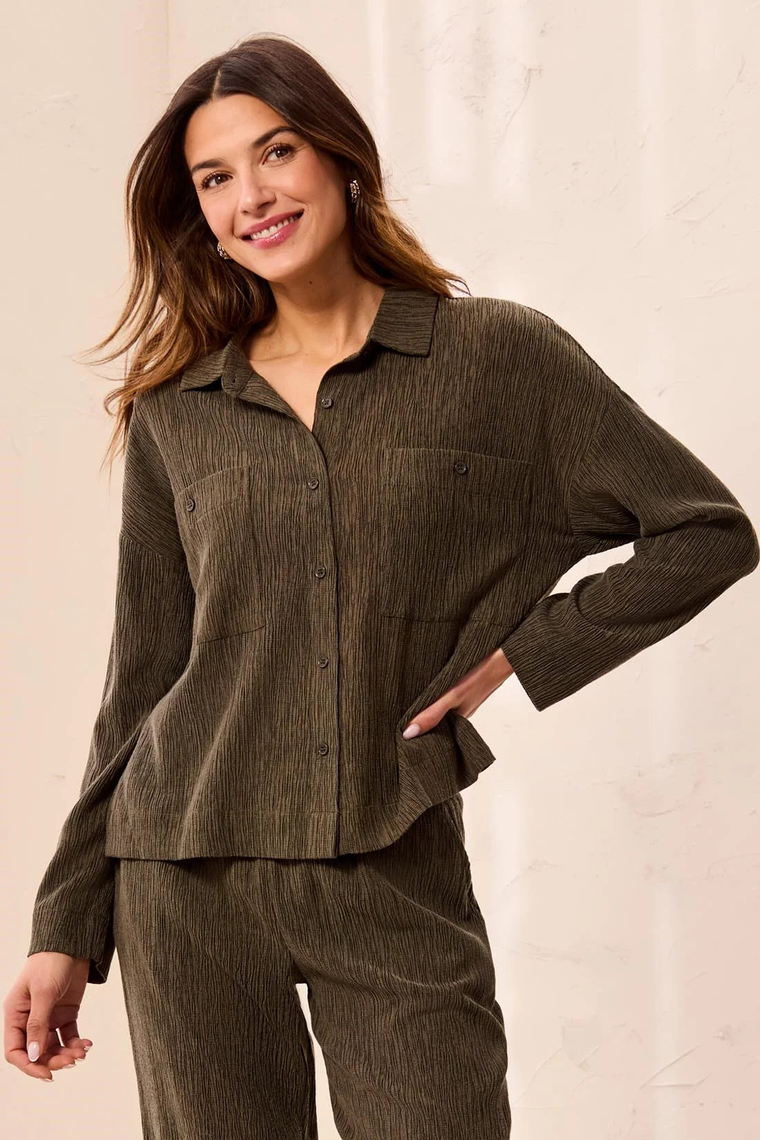 Tribal Crepe Blouse - Basil