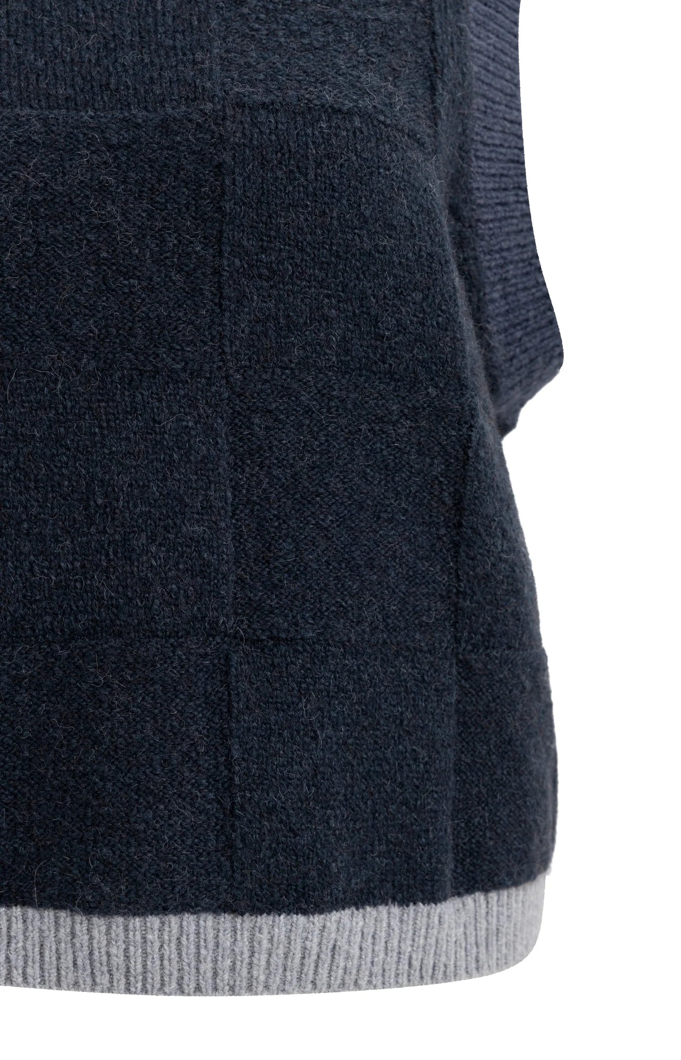 Yaya Check Textured Sweater Vest - Navy