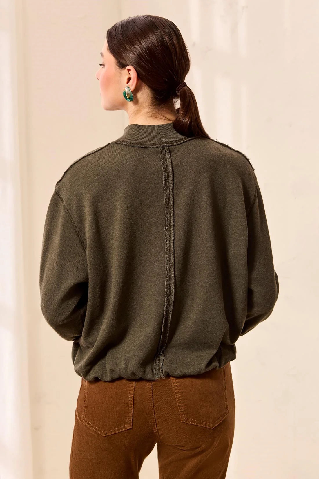 Tribal Bubble Hem Sweatshirt - Cedar Green