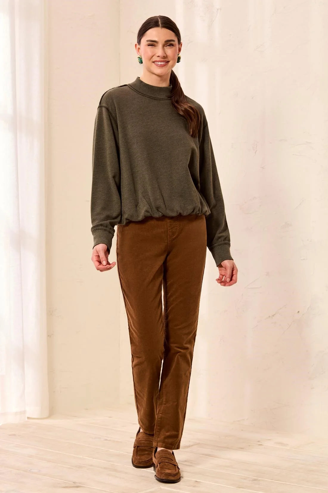Tribal Bubble Hem Sweatshirt - Cedar Green